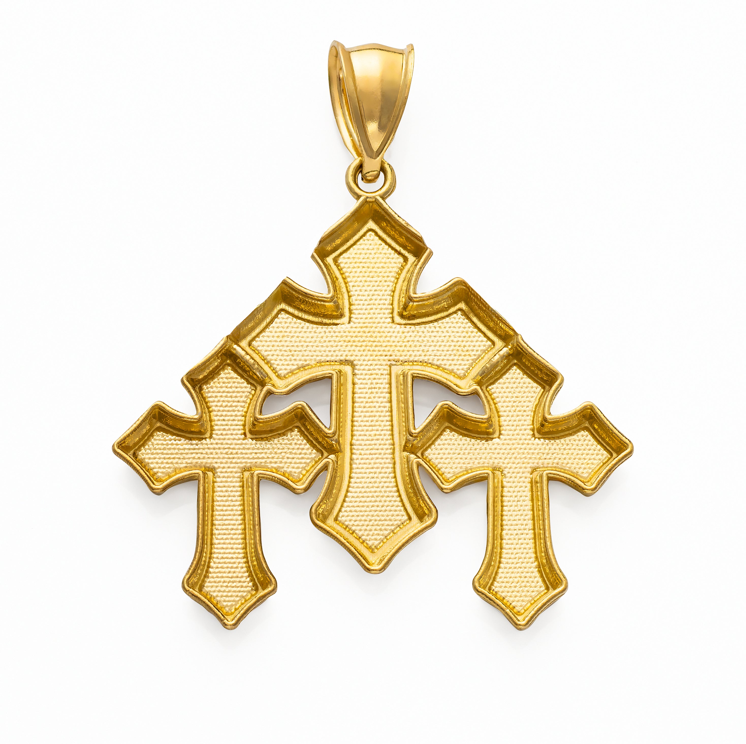 10k Solid Gold Triple Cross Pendant Large 4.8 grams