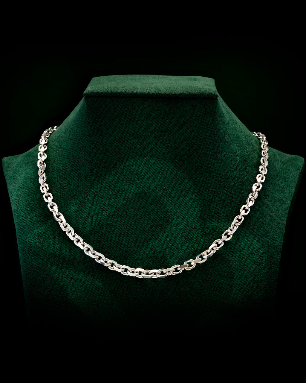 14k White Gold Solid Heavyweight Cable Link Chain with Lobster Lock (Available 3mm to 5mm)