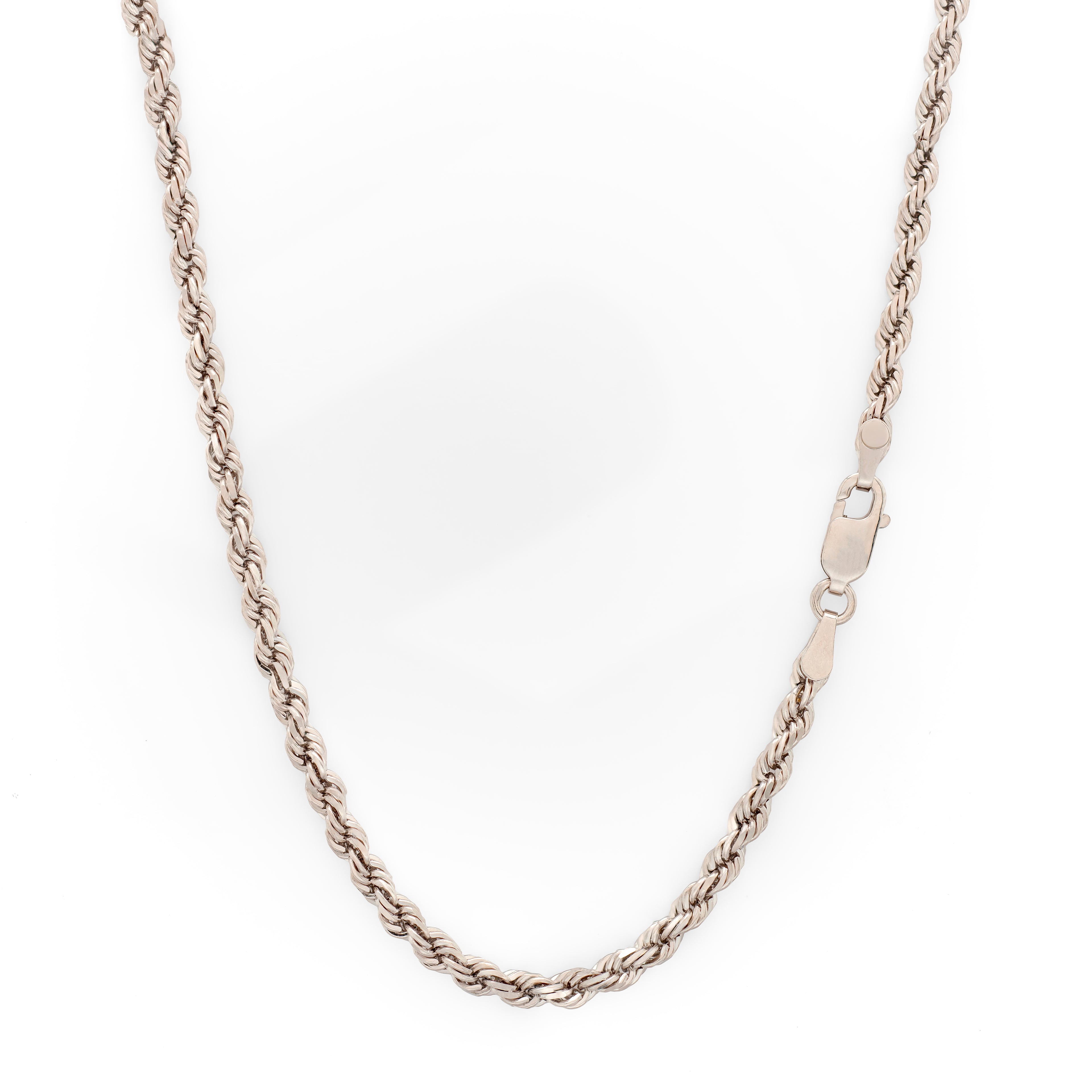 14k White Gold Solid Diamond Cut Rope Chain