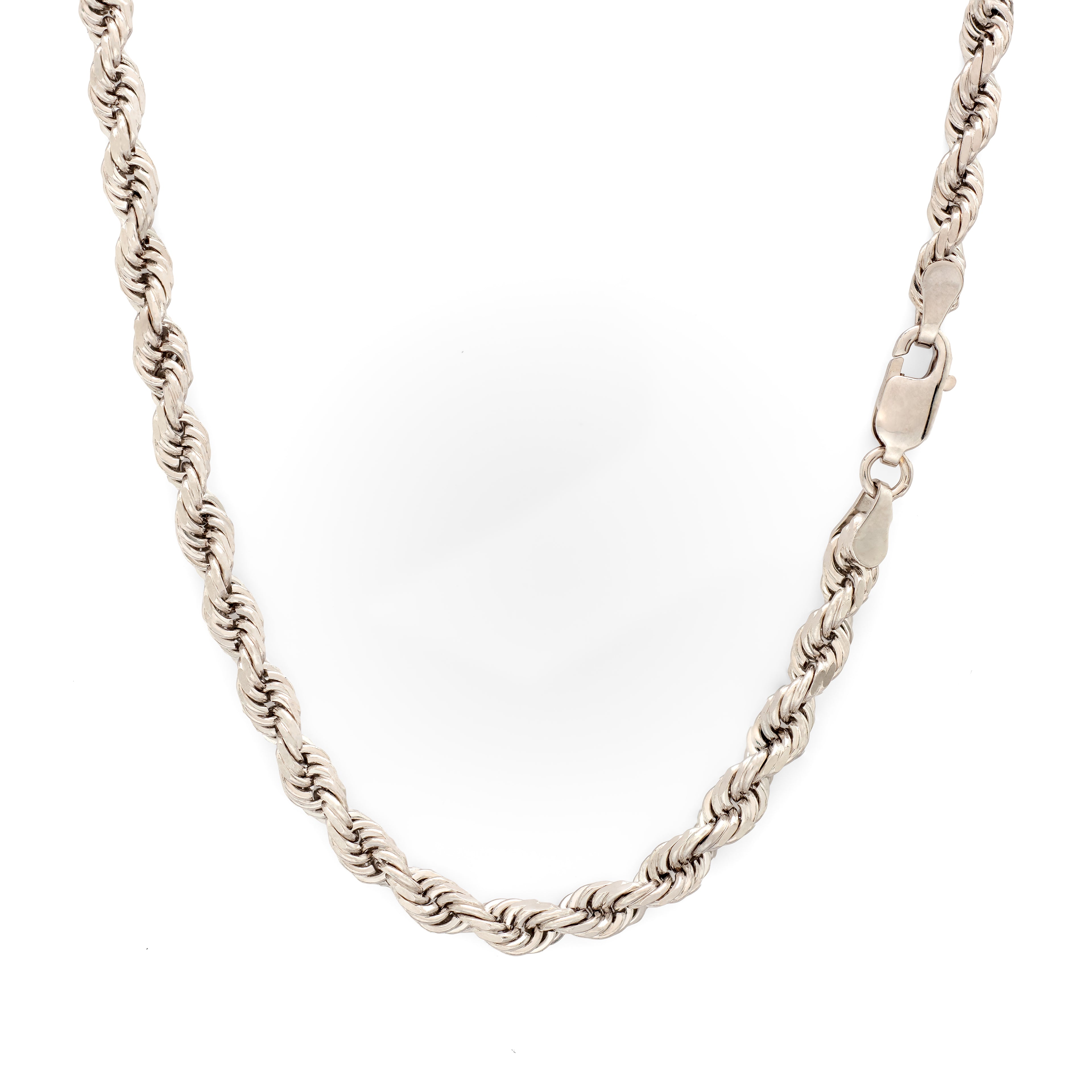 14k White Gold Solid Diamond Cut Rope Chain