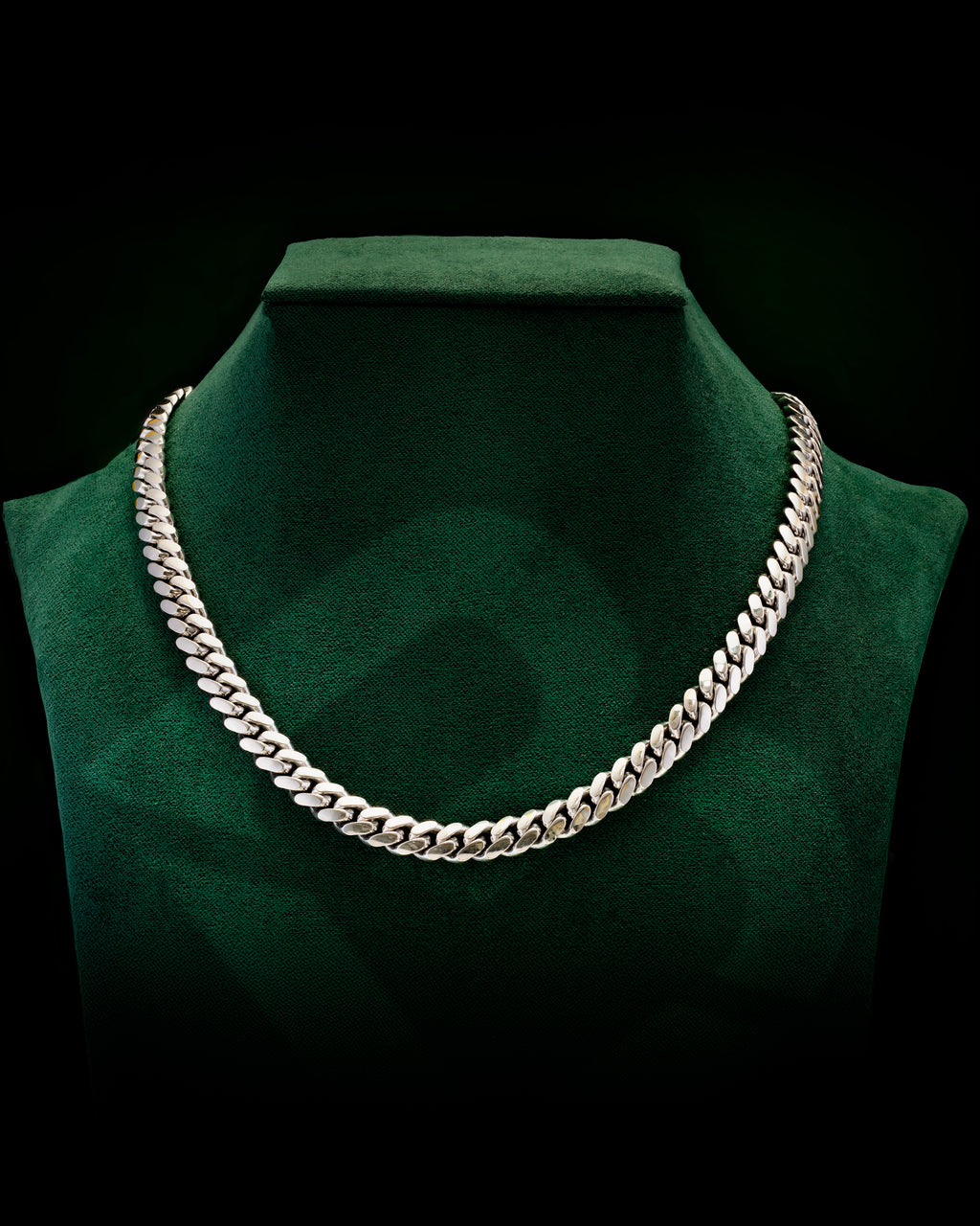 14k White Gold Solid Miami Cuban Chain