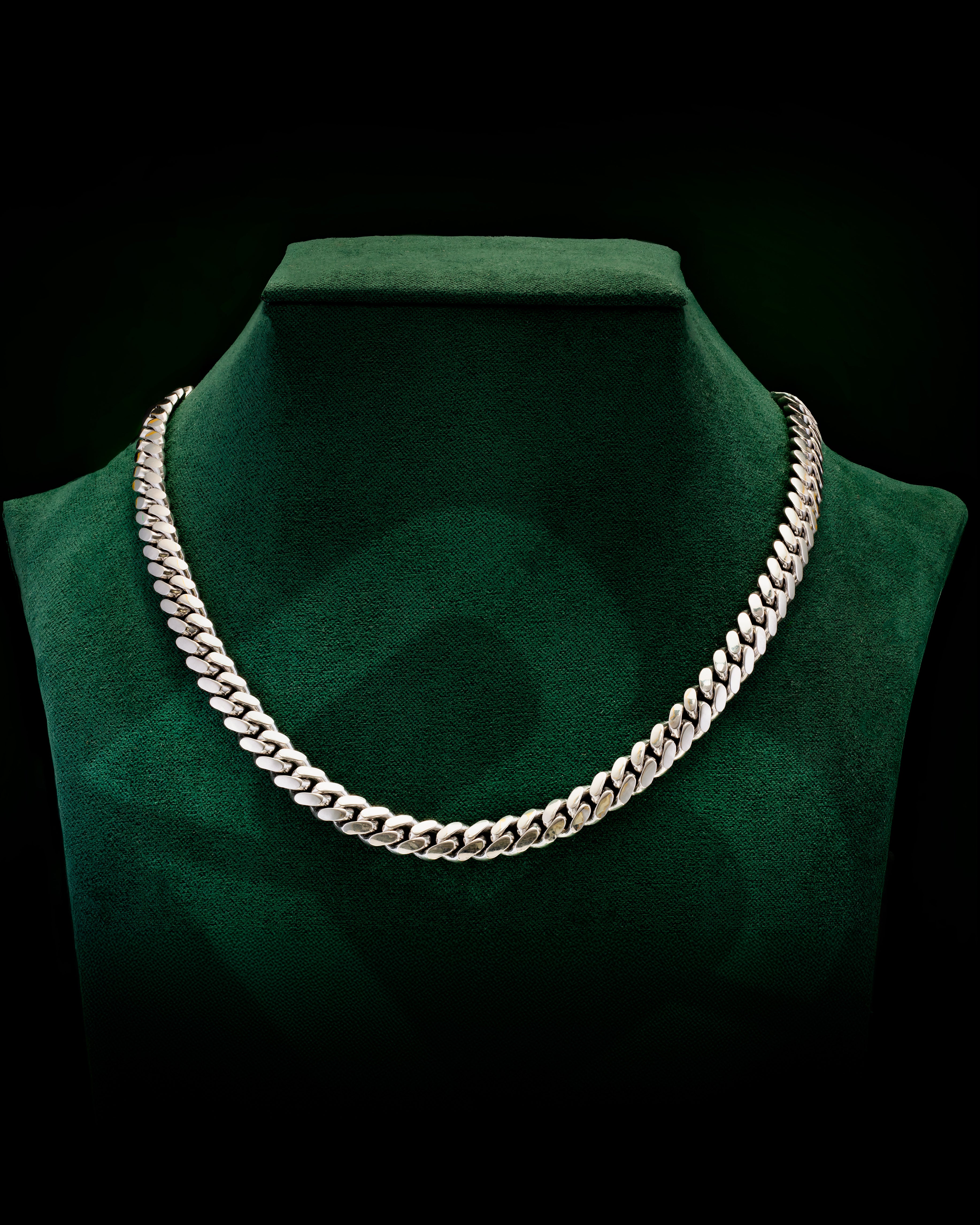 14k White Gold Solid Miami Cuban Chain