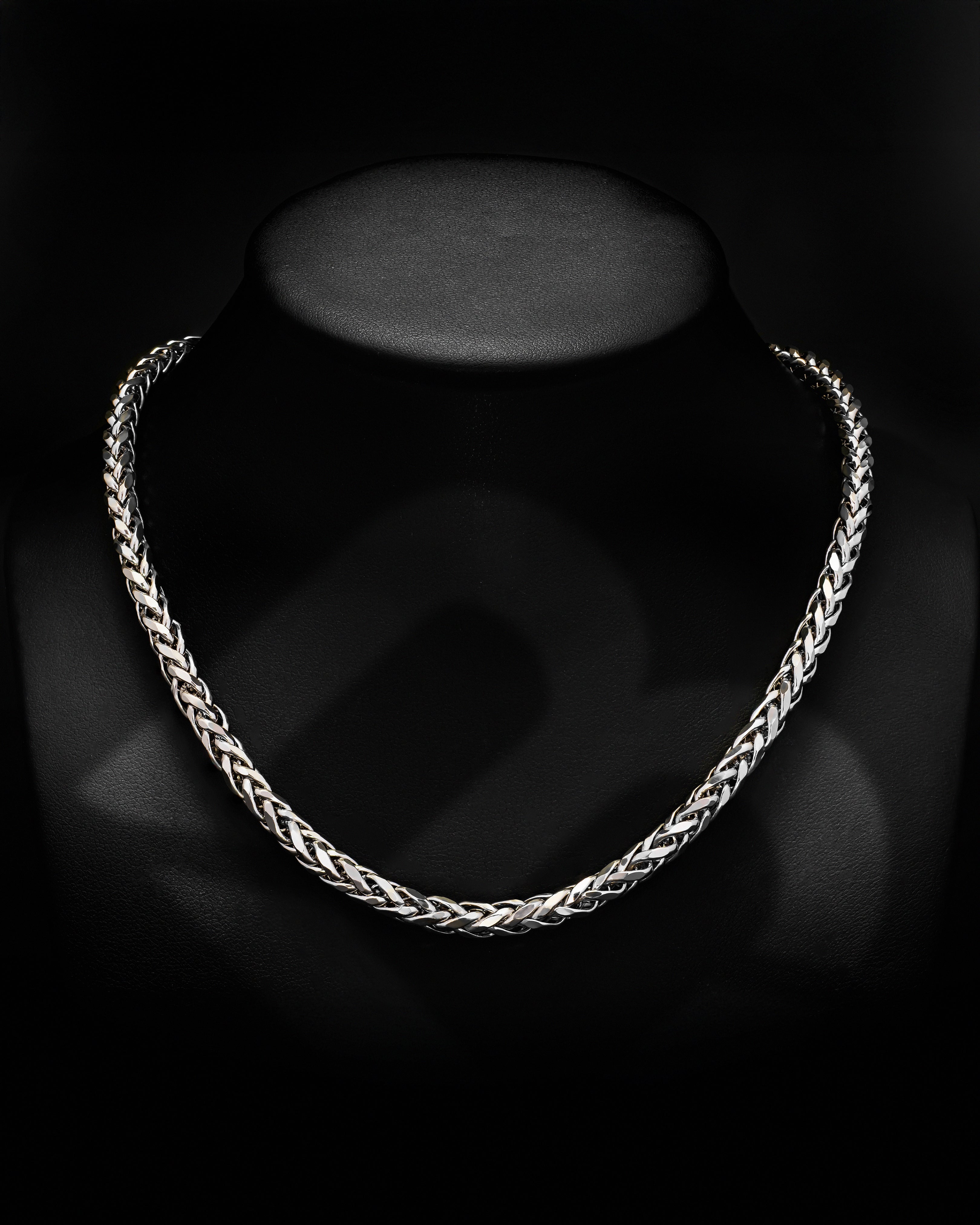14k White Gold Wheat Palm Franco Chain