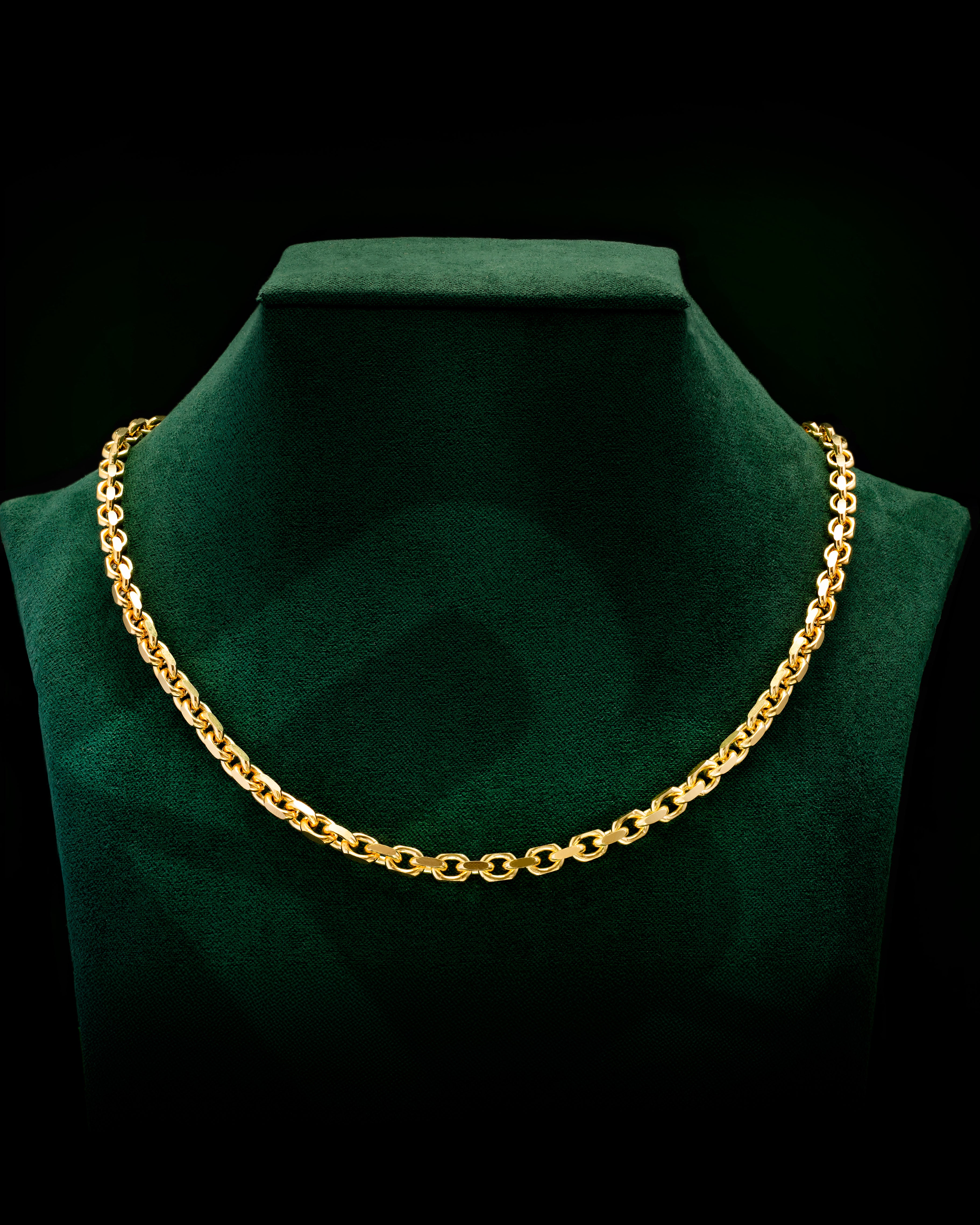 14k Yellow Gold Solid Heavyweight Cable Link Chain with Lobster Lock (Available 3mm to 5mm)