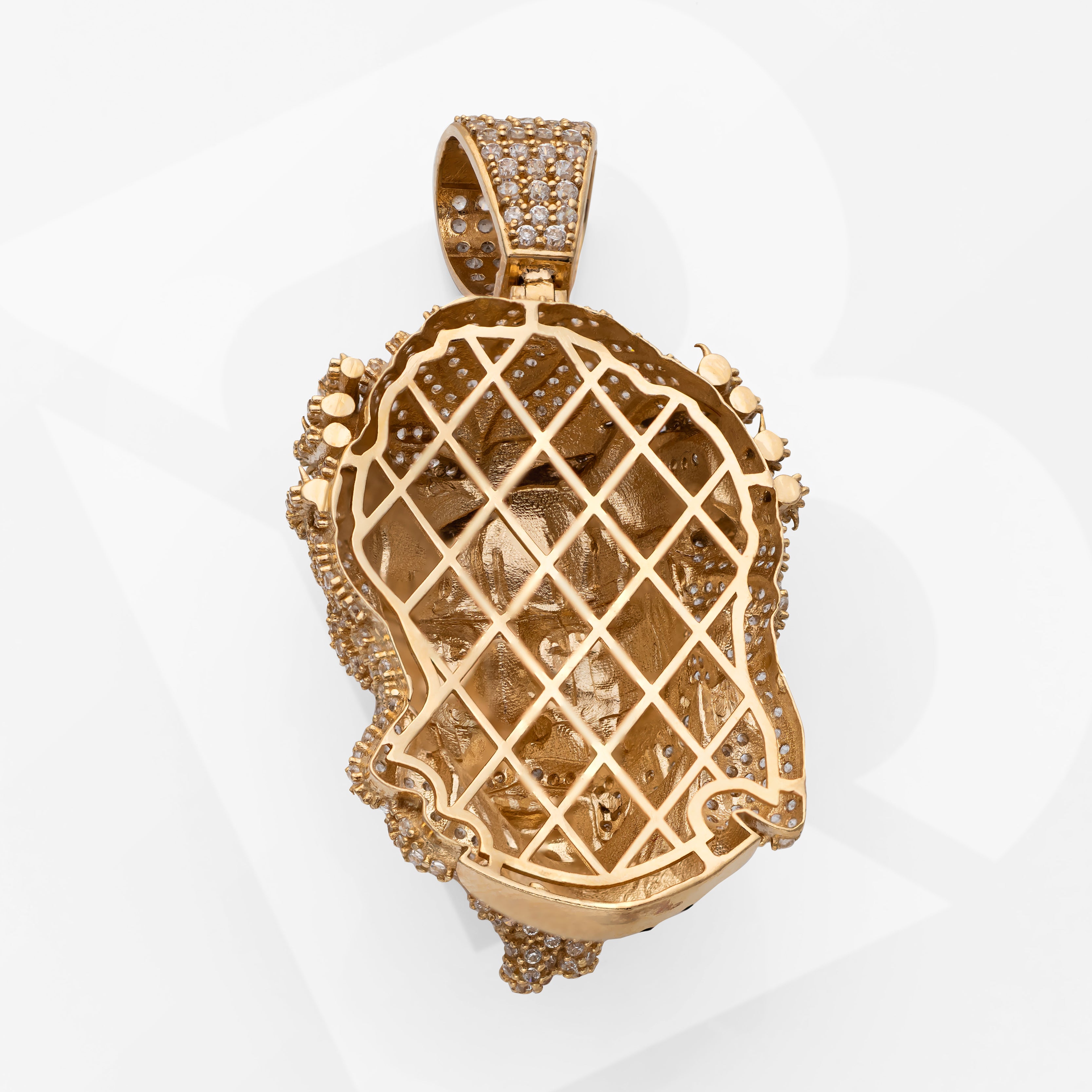 14K Yellow Solid Gold Premium Jesus Head Bleeding With CZ Charm Pendant 14g