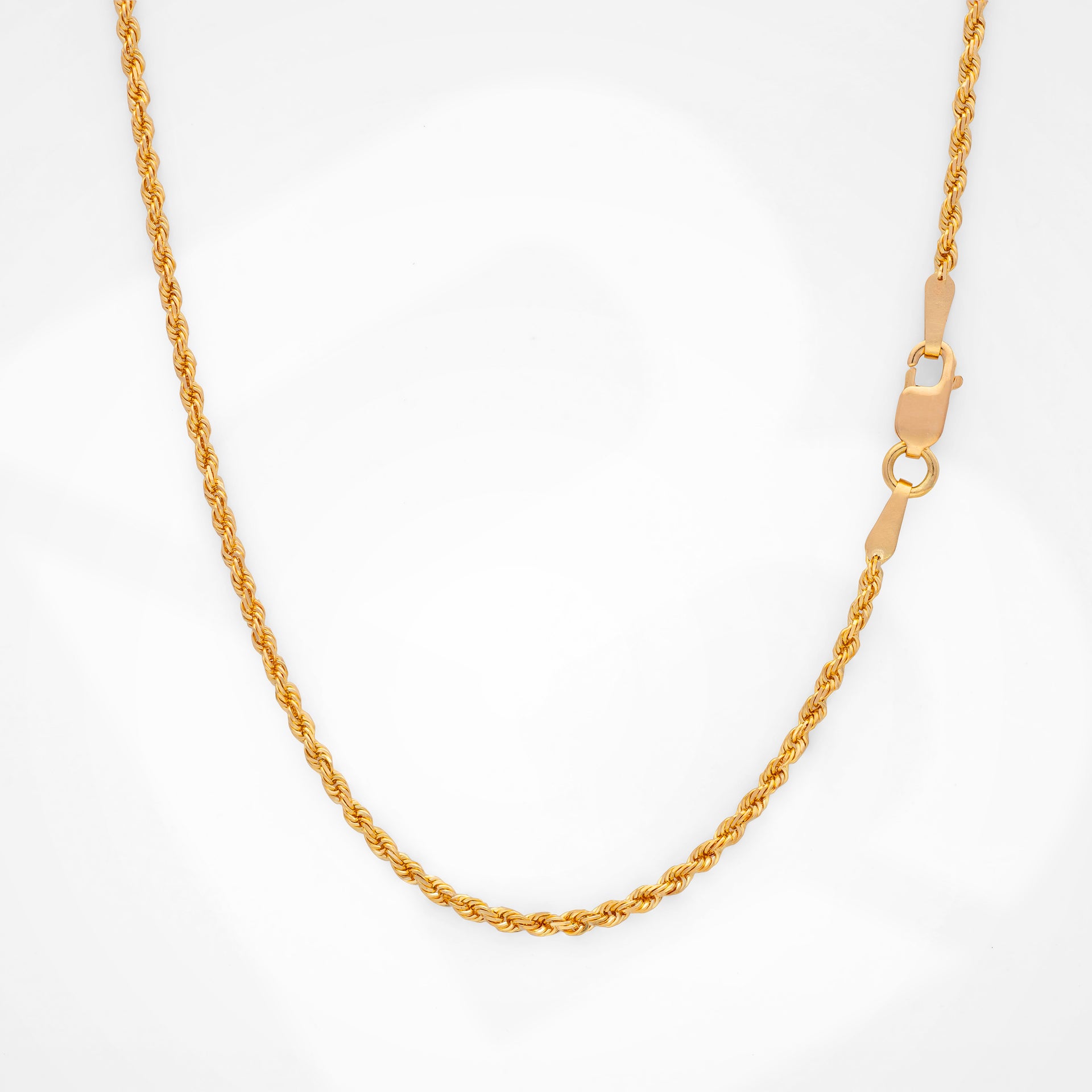 14k Yellow Gold Solid Diamond Cut Rope Chain - 1.5MM / 18"