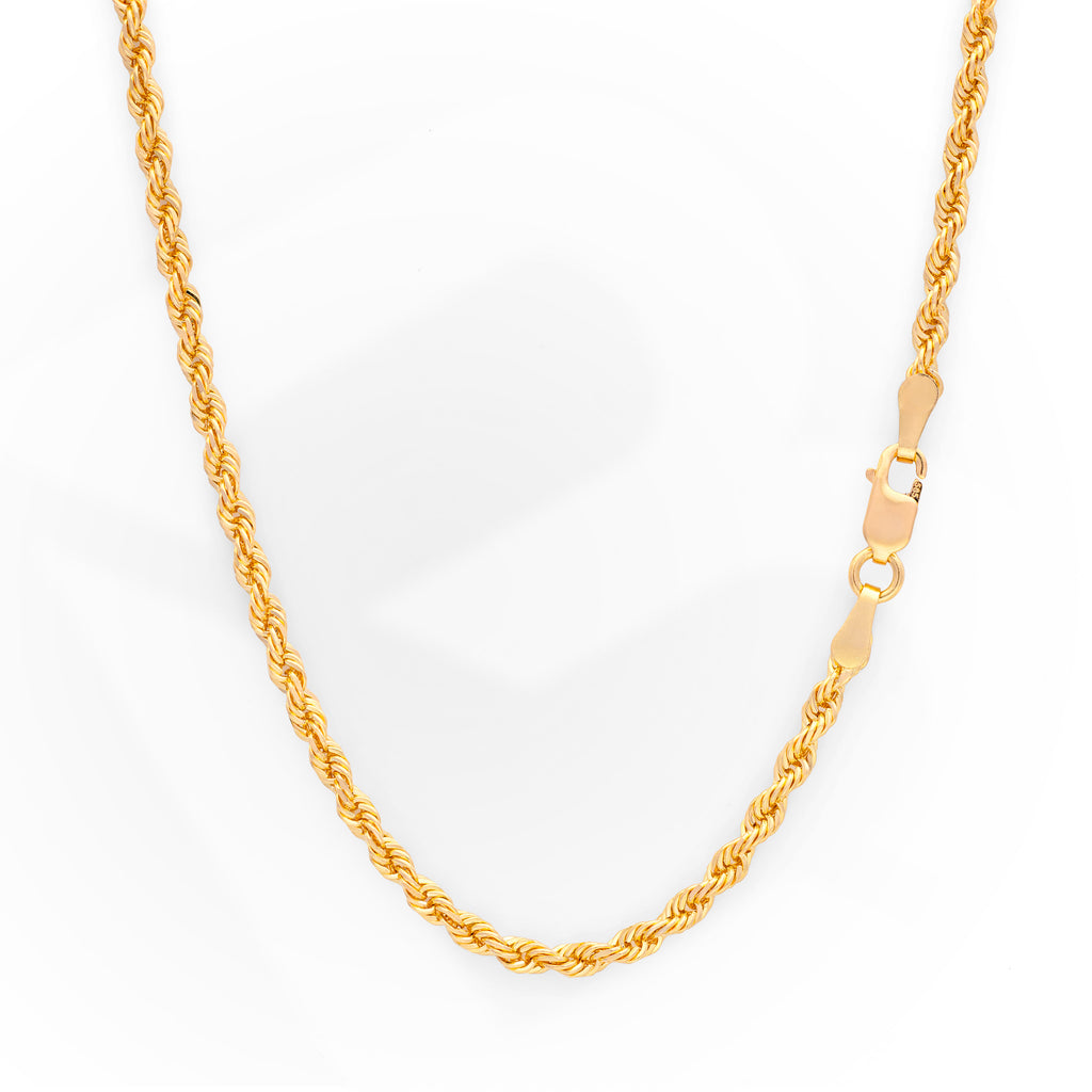 14k Yellow Gold Solid Diamond Cut Rope Chain