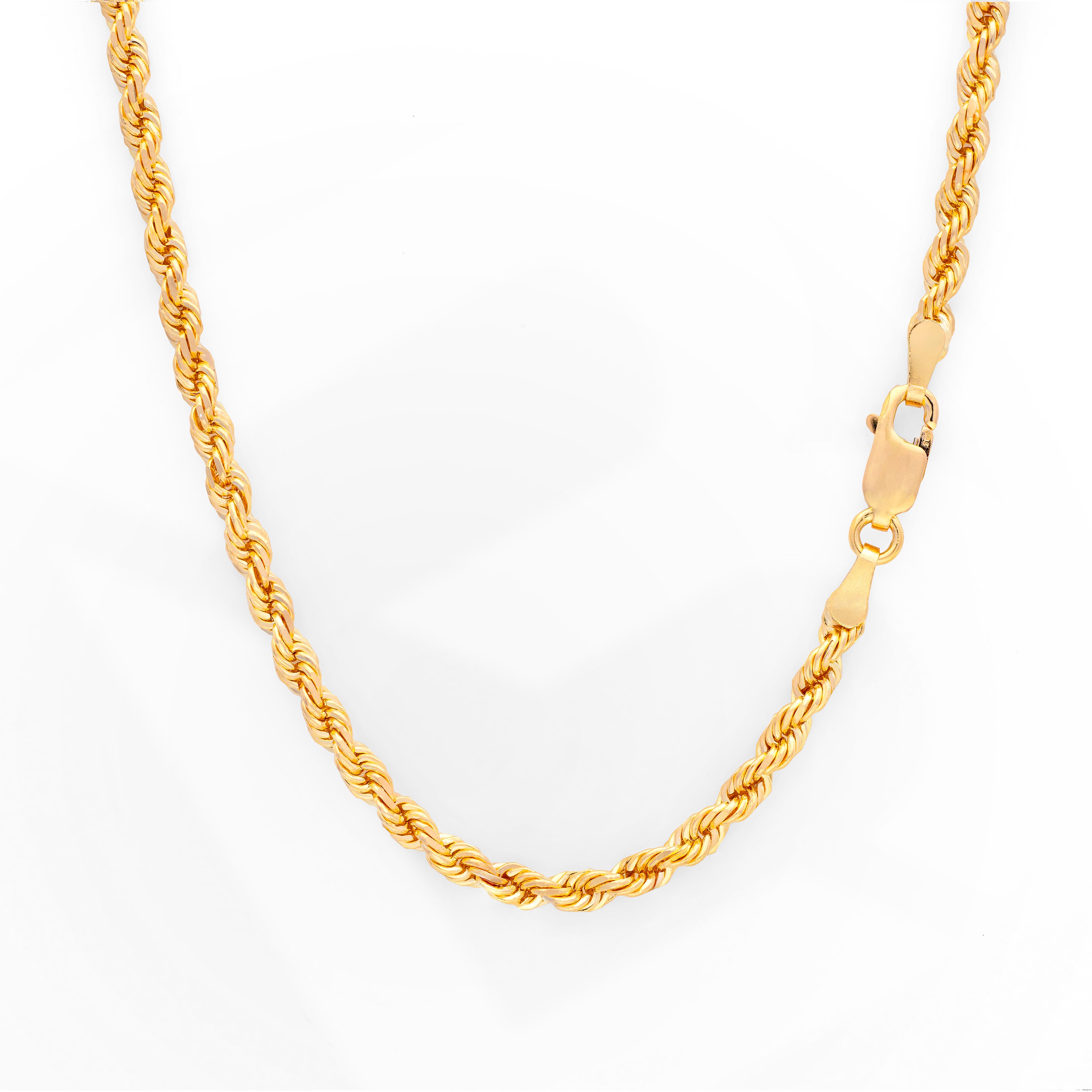 14k Yellow Gold Solid Diamond Cut Rope Chain