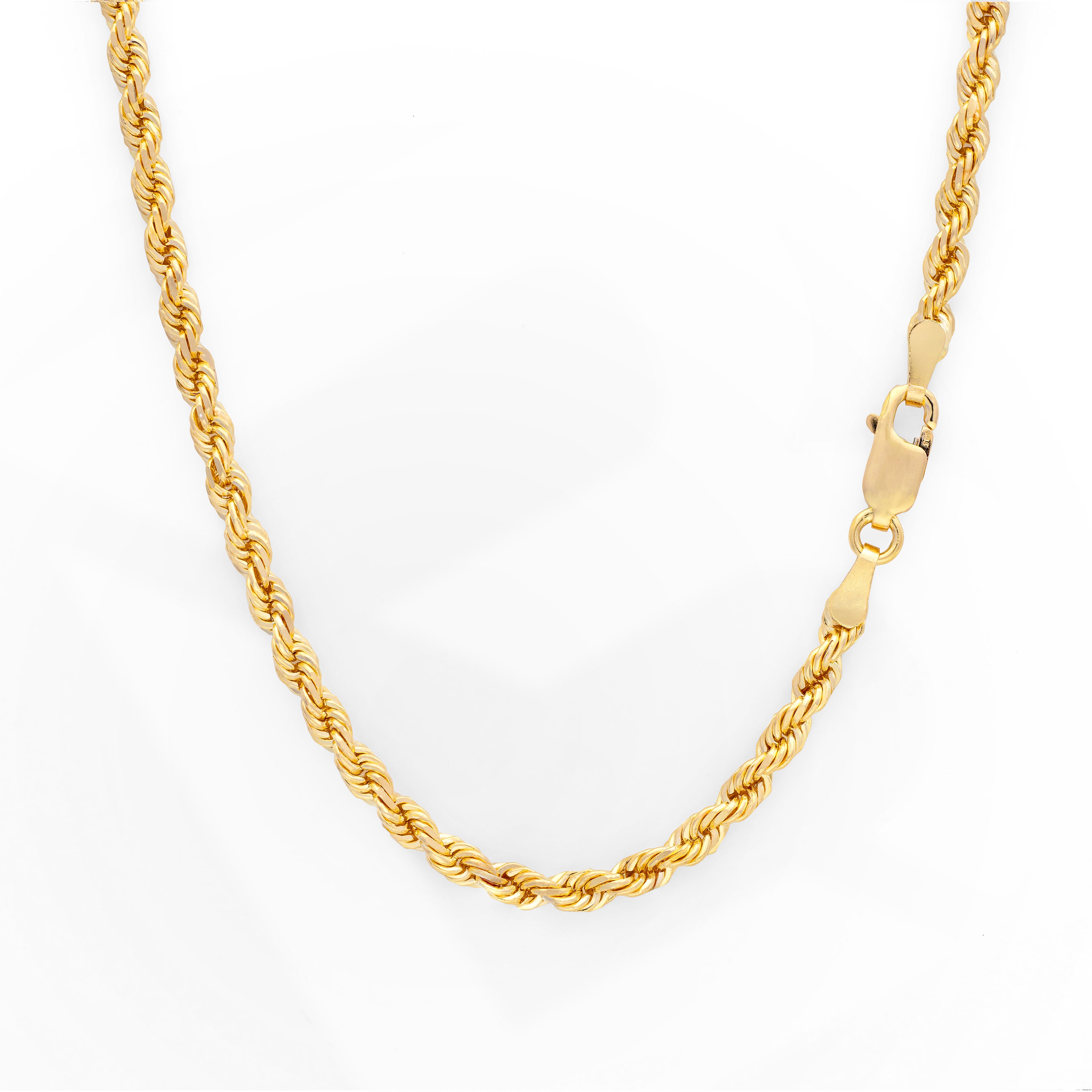 10k Yellow Gold Solid Diamond Cut Rope Chain