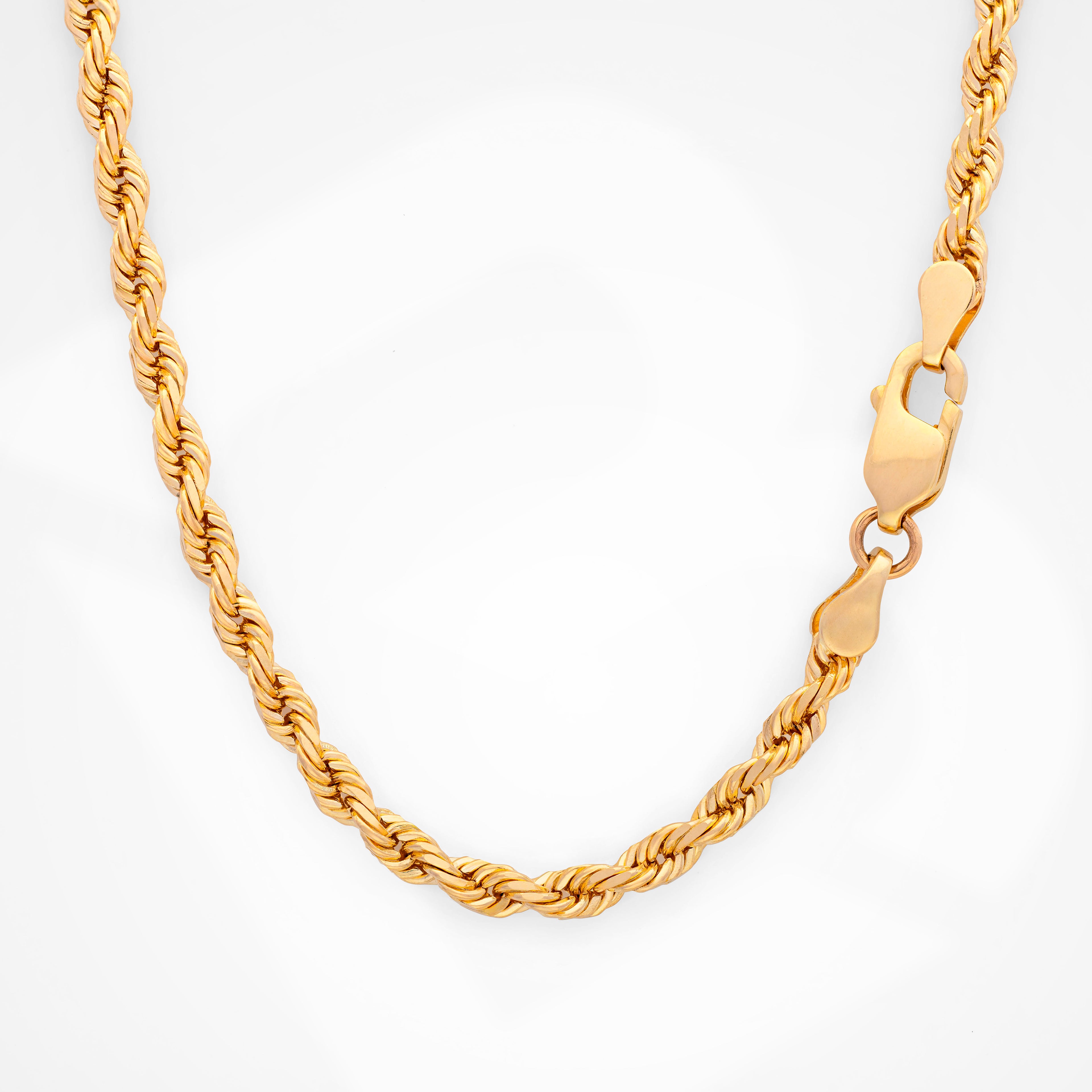 14k Yellow Gold Solid Diamond Cut Rope Chain