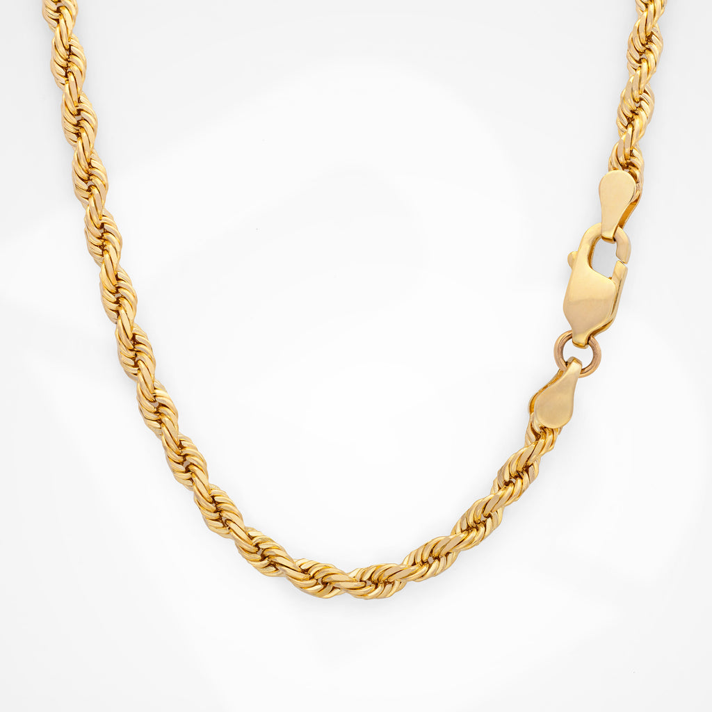 10k Yellow Gold Solid Diamond Cut Rope Chain
