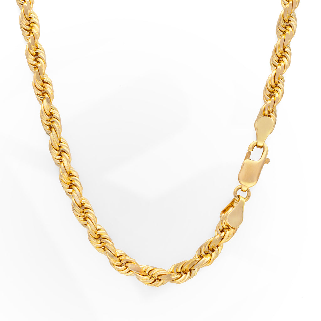 10k Yellow Gold Solid Diamond Cut Rope Chain