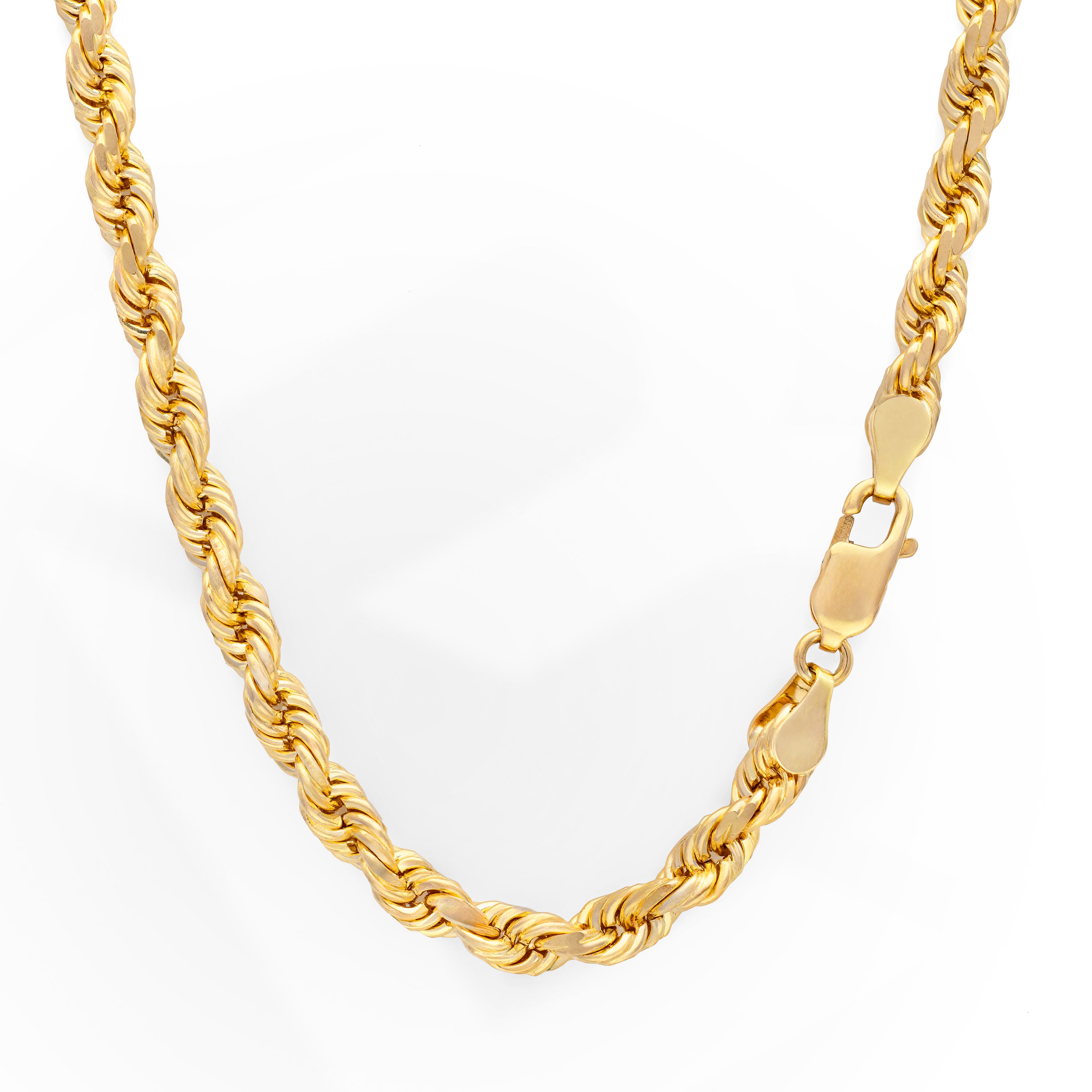 10k Yellow Gold Solid Diamond Cut Rope Chain