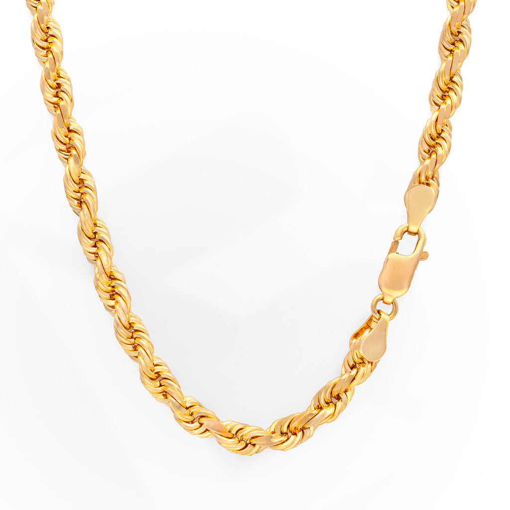 10k Women's Yellow Gold Solid Diamond Cut Rope Necklace