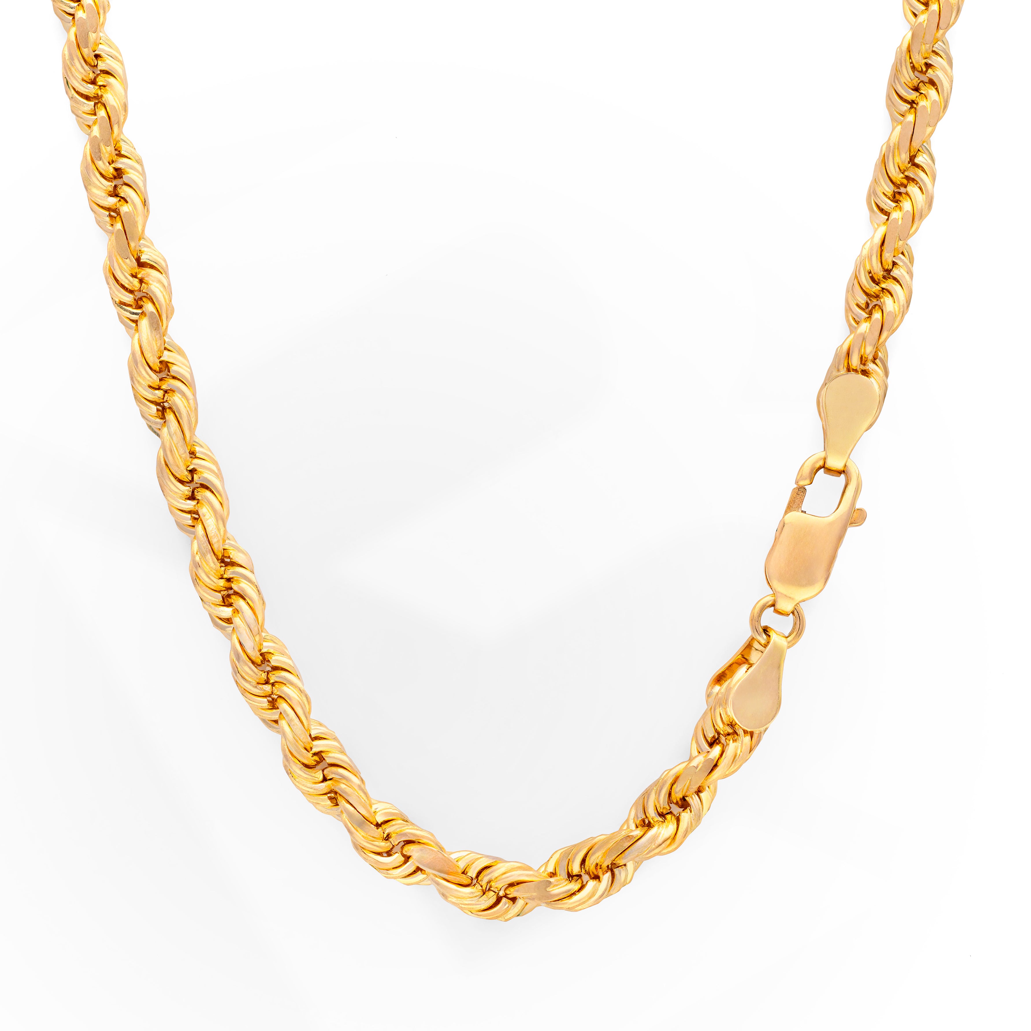 14k Yellow Gold Solid Diamond Cut Rope Chain