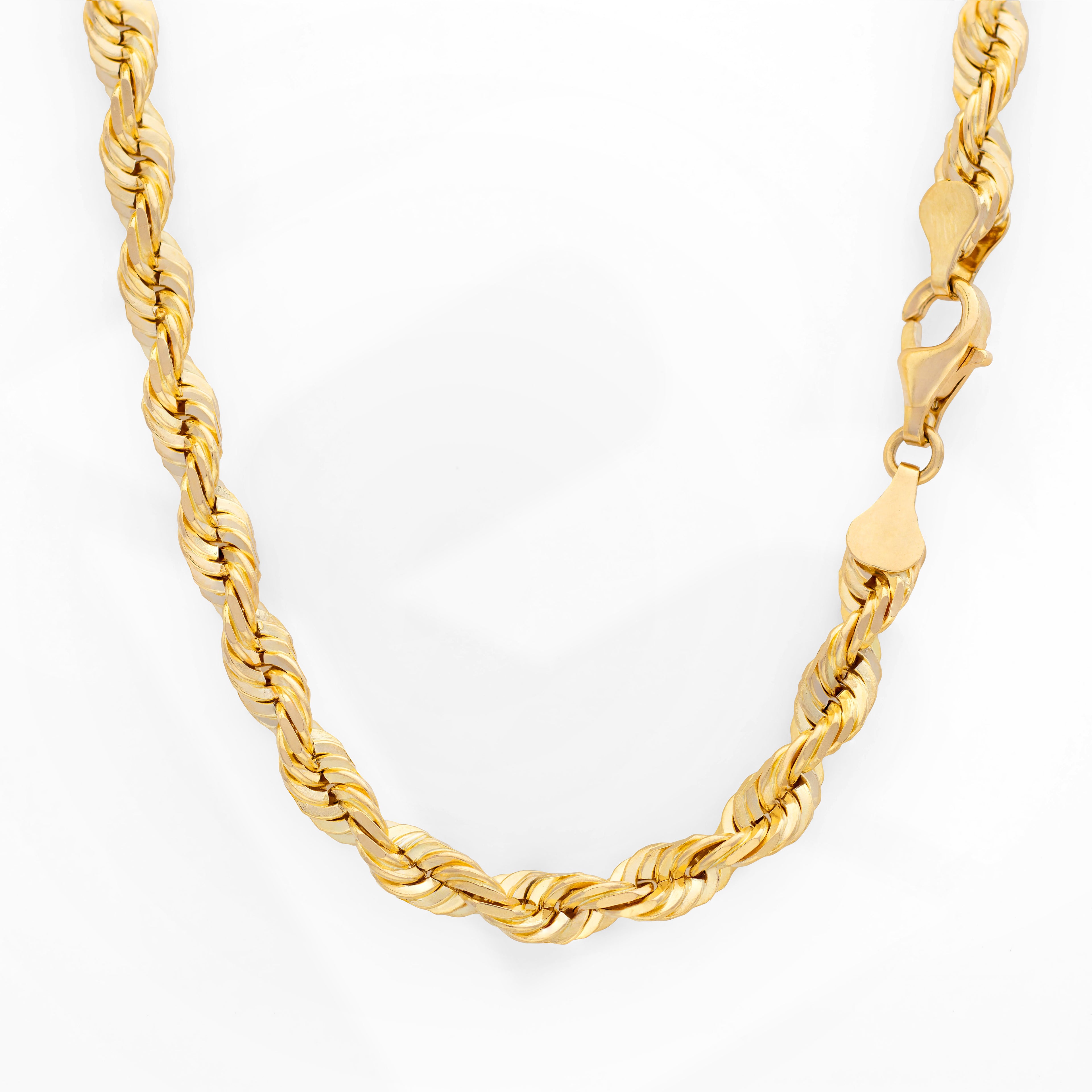 10k Yellow Gold Solid Diamond Cut Rope Chain