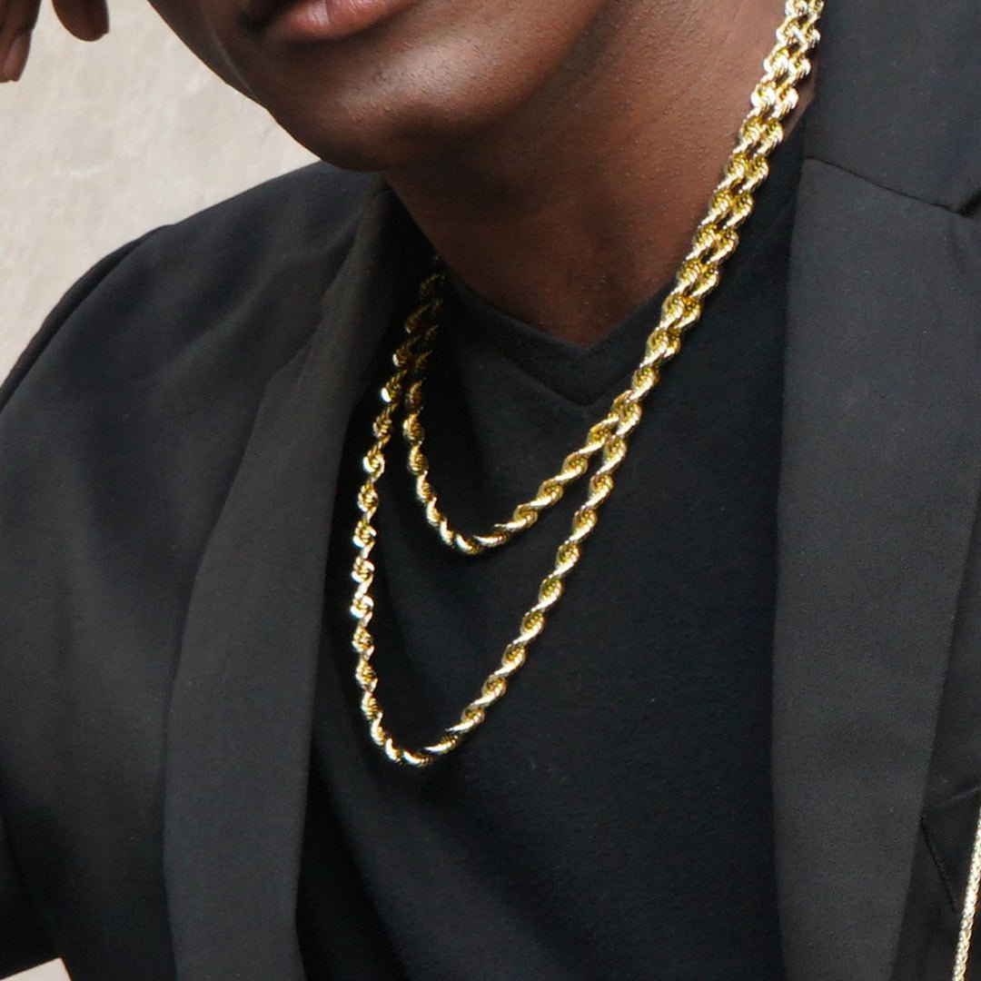 Diamond Lock Rope Chain 14k Yellow Gold Solid Diamond Cut Rope Chain | LoveBling