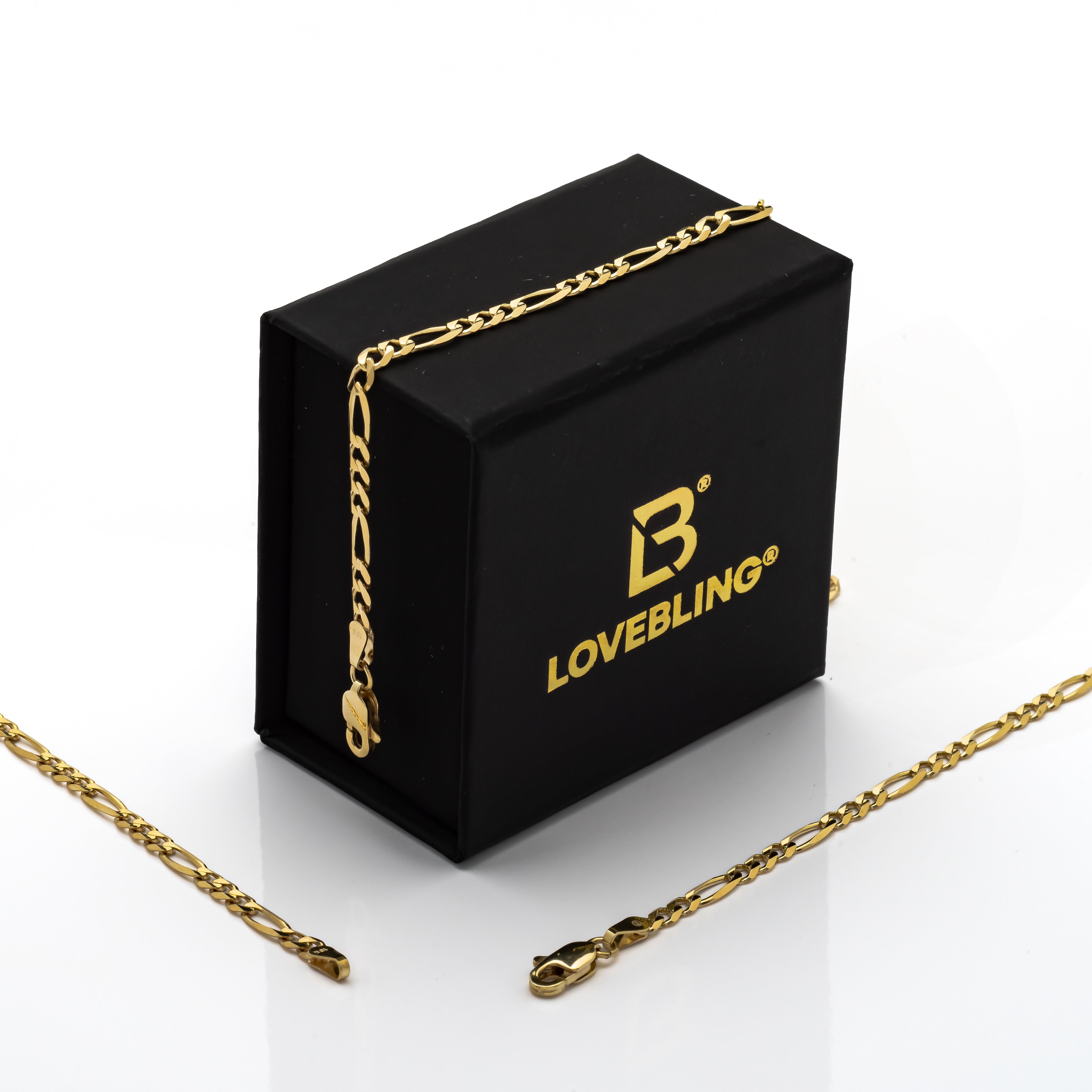 14k Yellow Gold Solid Figaro Bracelet