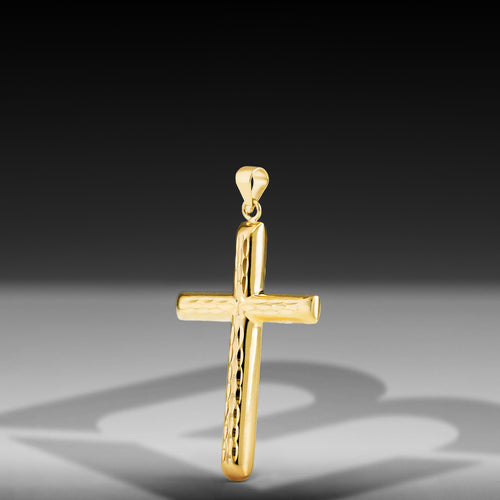 10k Solid Gold Diamond Cut Cross Pendant 1.6 grams