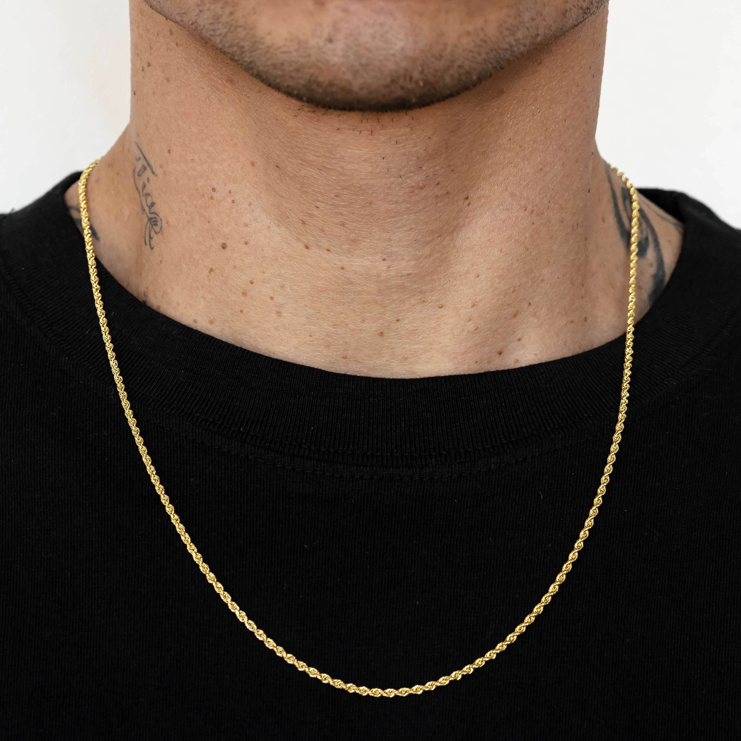 10k Yellow Gold Solid Diamond Cut Rope Chain
