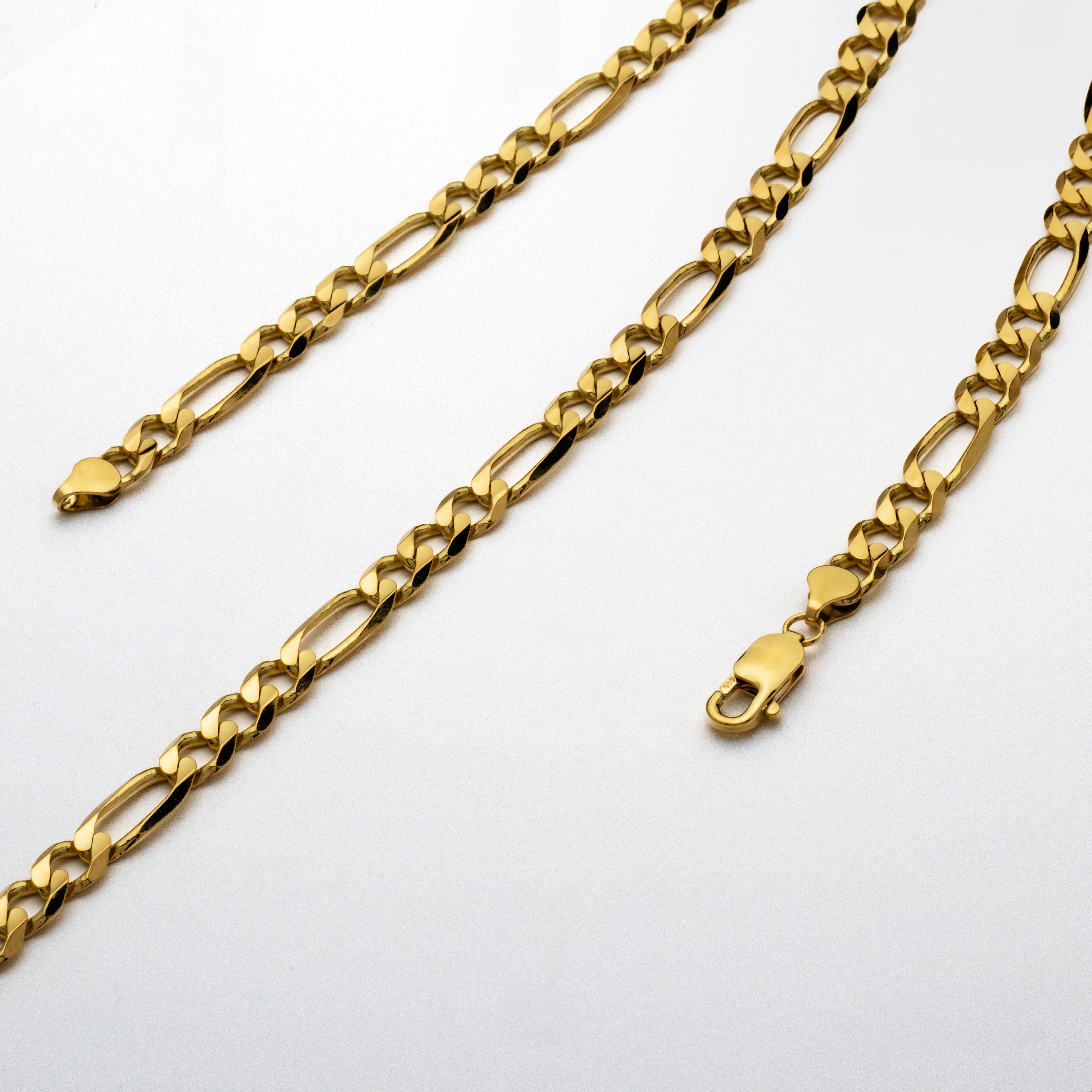 14k Yellow Gold Hollow Figaro Chain