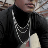 14k White Gold Solid Miami Cuban Chain