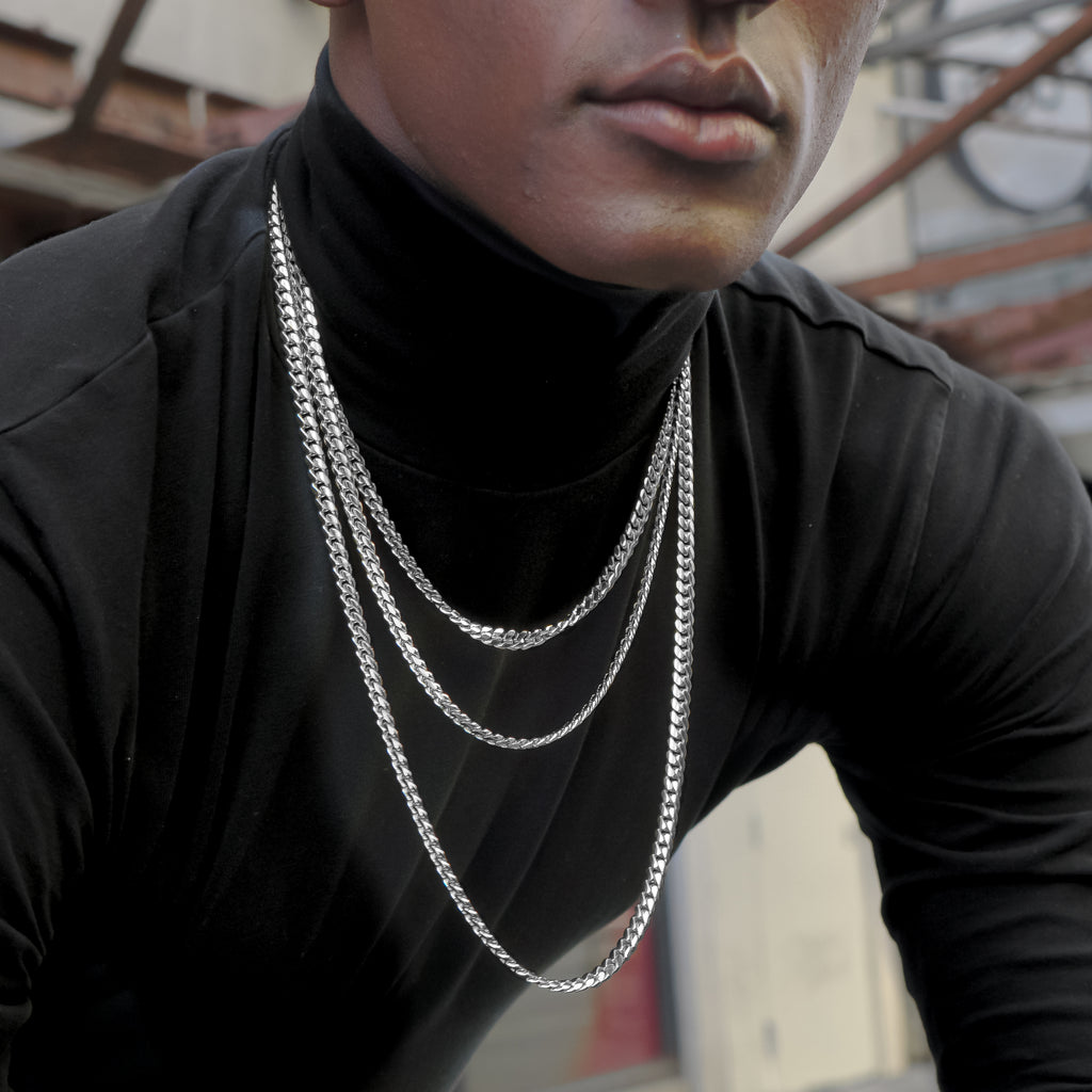 14k White Gold Solid Miami Cuban Chain