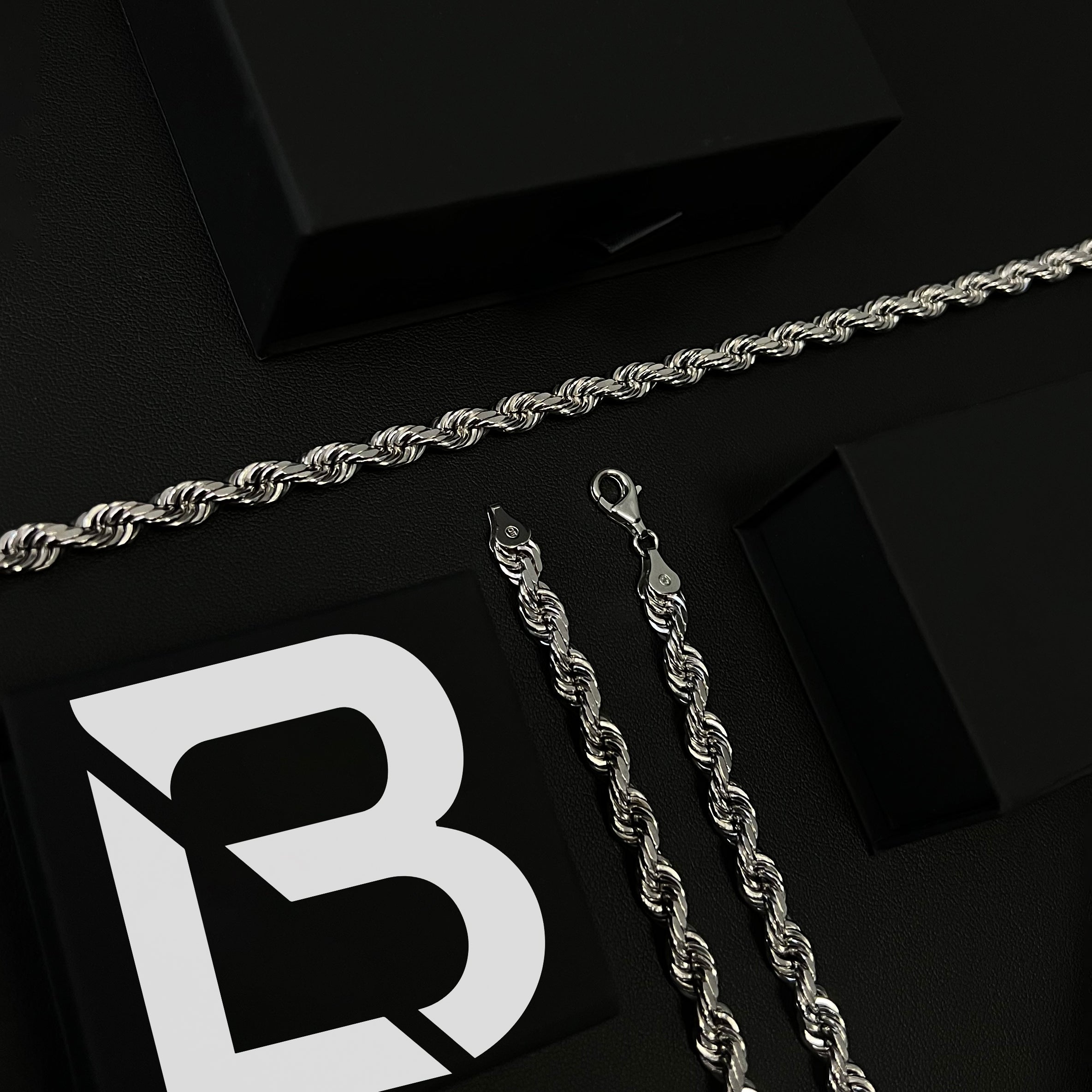 14k White Gold Solid Diamond Cut Rope Chain