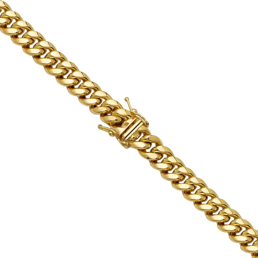 14k Yellow Gold Solid Miami Cuban Chain