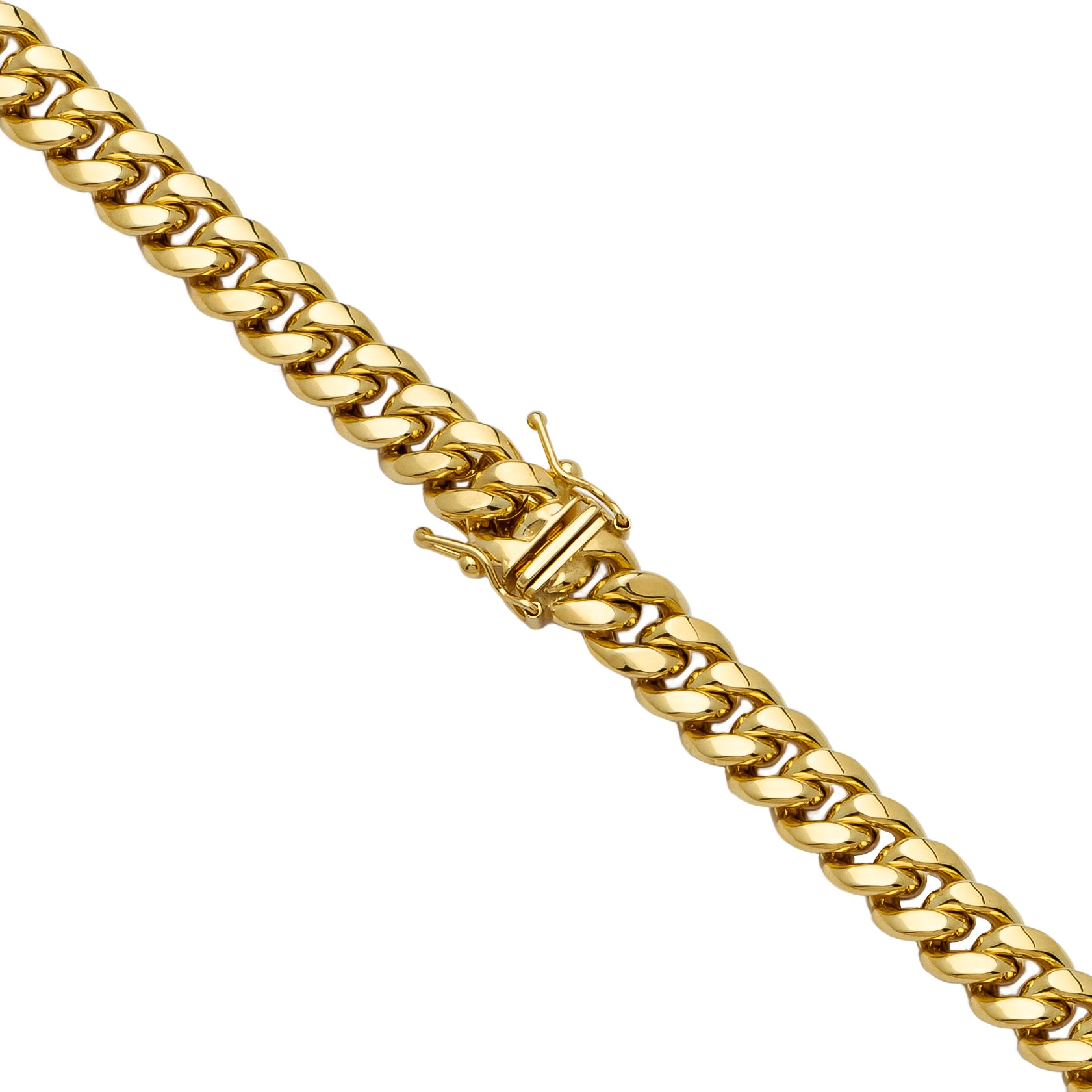 14k Yellow Gold Solid Miami Cuban Chain