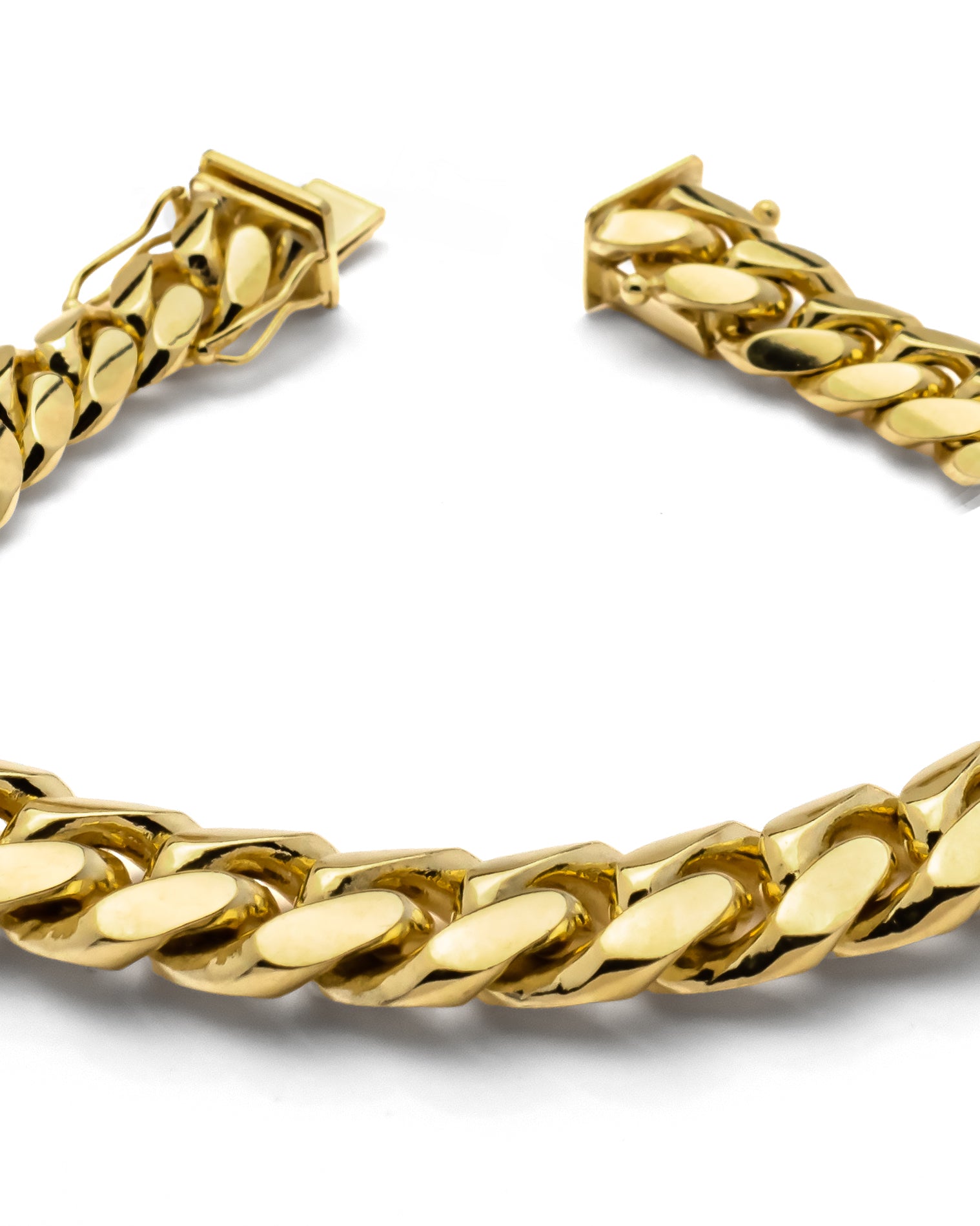 18k Yellow Gold Solid Miami Cuban Bracelet
