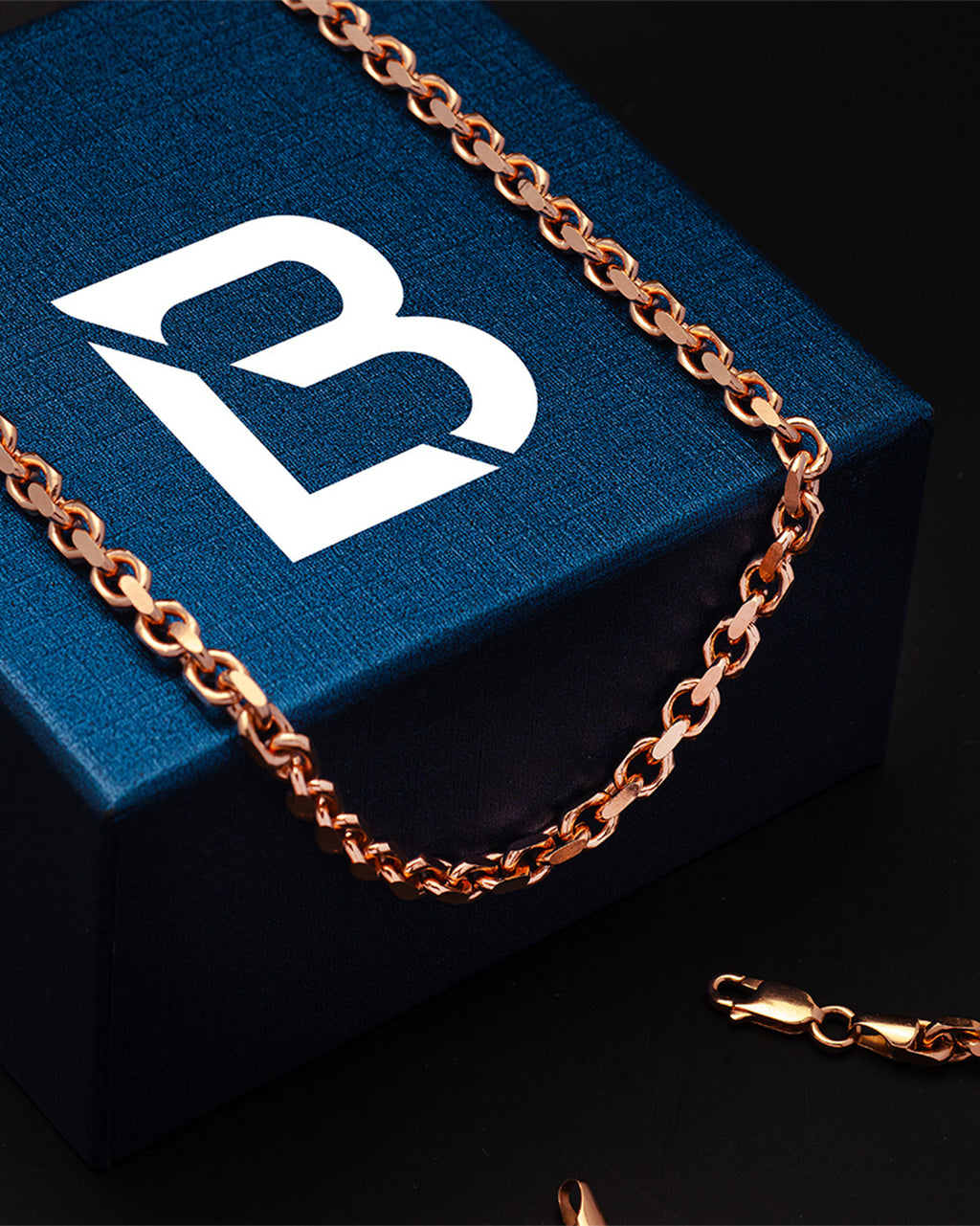 14k Rose Gold Solid Heavyweight Cable Link Chain with Lobster Lock (Available 3mm to 5mm)