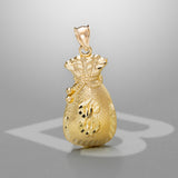 10k Solid Gold Money Bag Charm Pendant Large 3.10 grams