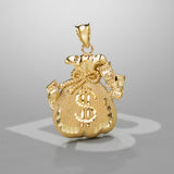 10k Solid Gold Money Bag Charm Pendant Extra Large 4.2 grams