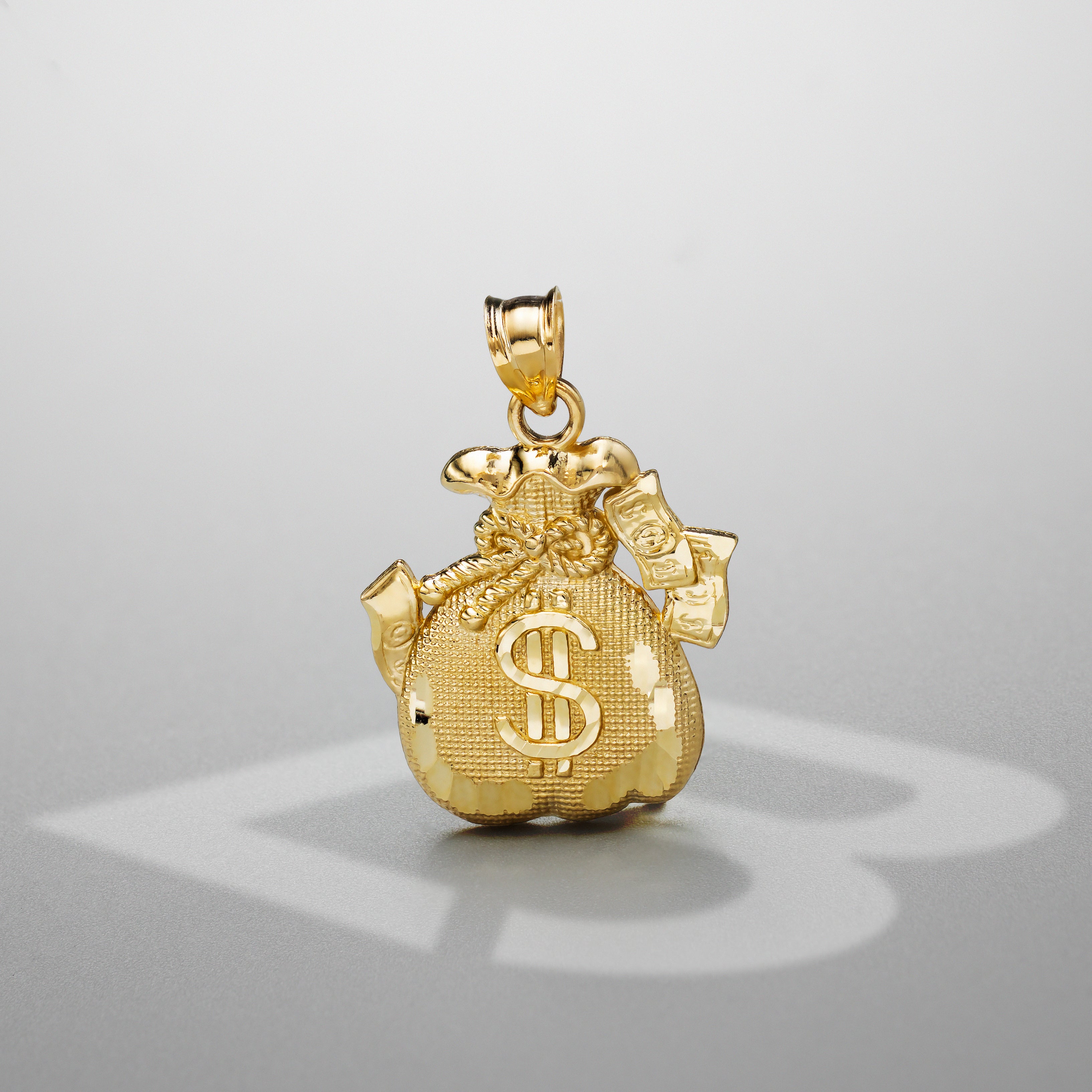 10k Solid Gold Money Bag Charm Pendant Small 2 grams