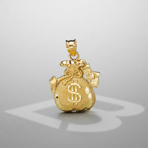 10k Solid Gold Money Bag Charm Pendant Small 2 grams