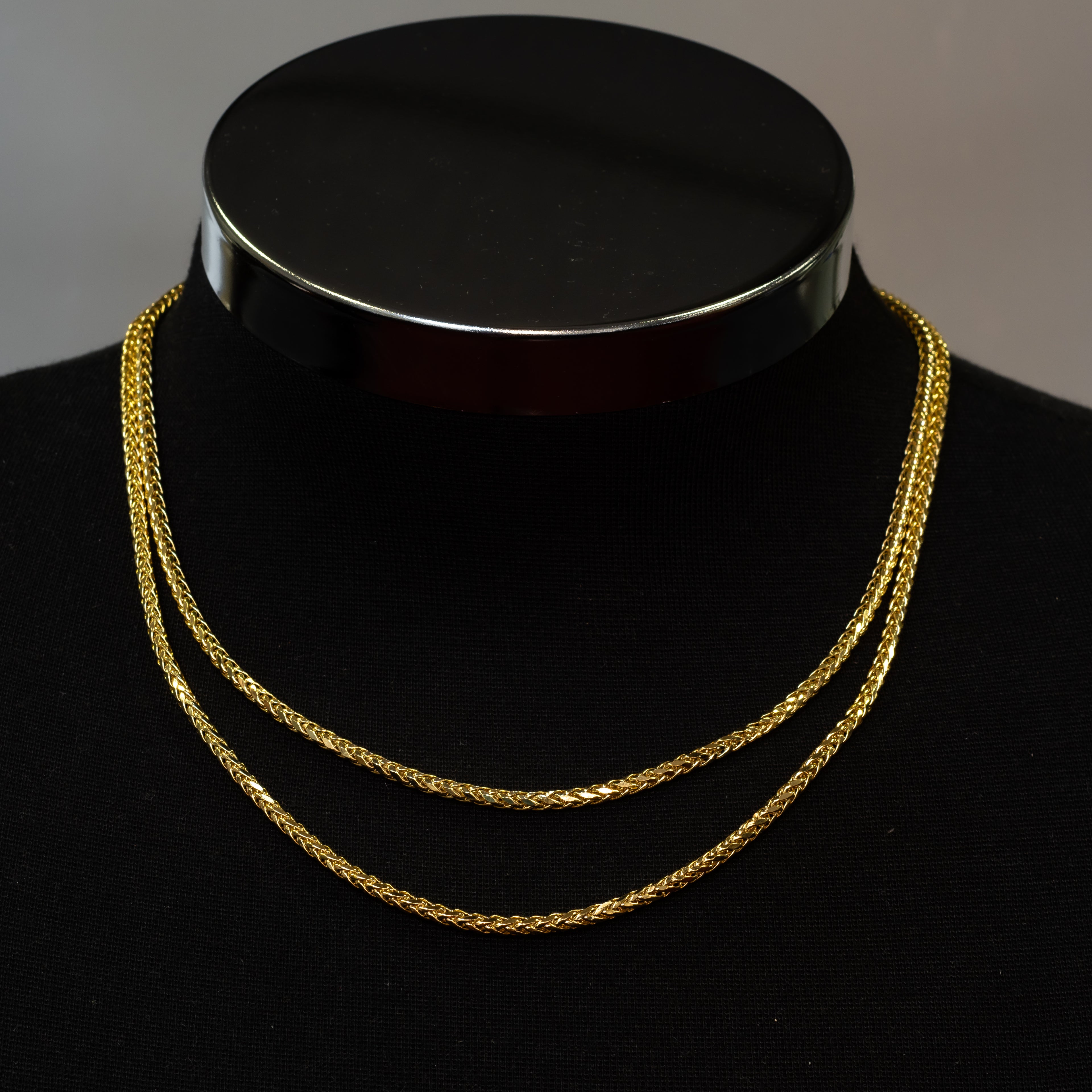 10k Yellow Gold Wheat Palm Franco Chain Bundle 20" + 22" 3mm