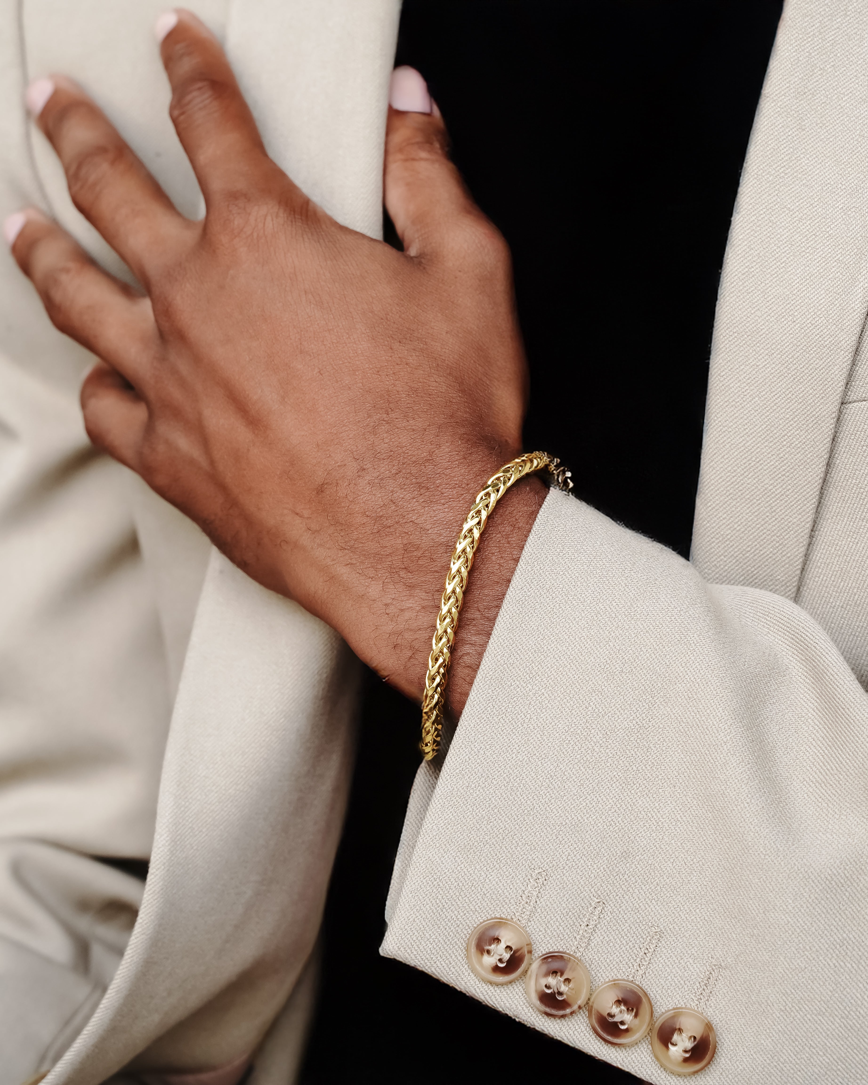 10k Yellow Gold Hollow Wheat Palm Bracelet | LoveBling