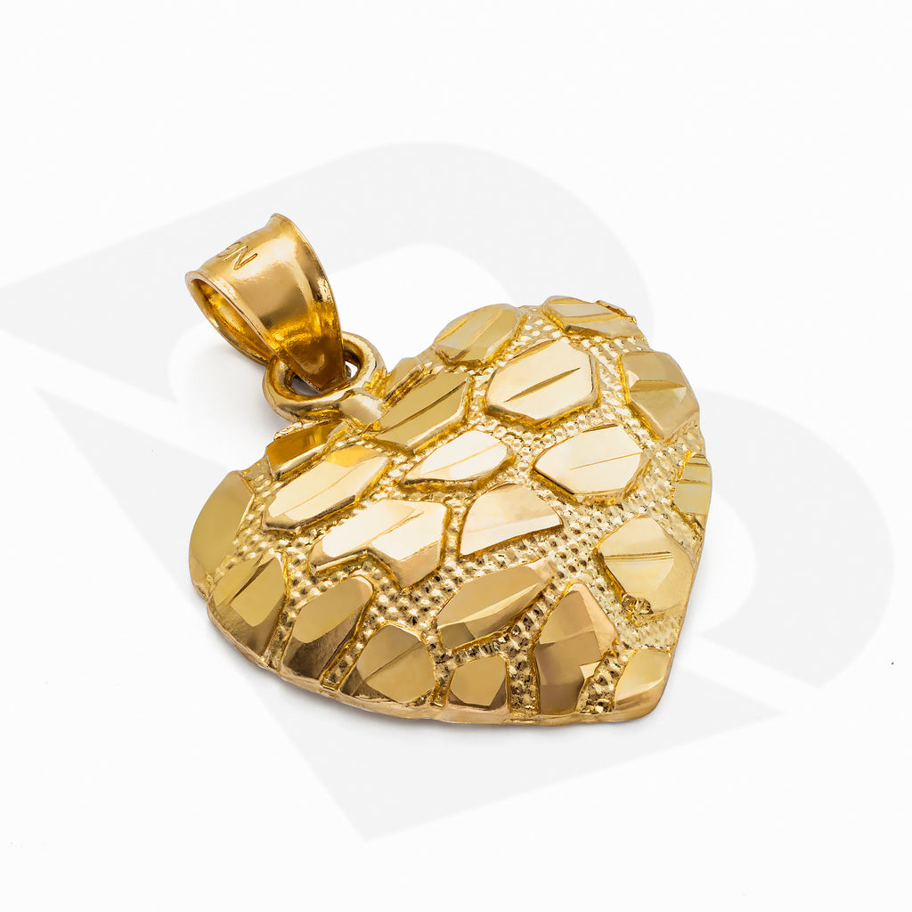10k Solid Gold Heart Nugget Charm Pendant 2.3 Grams