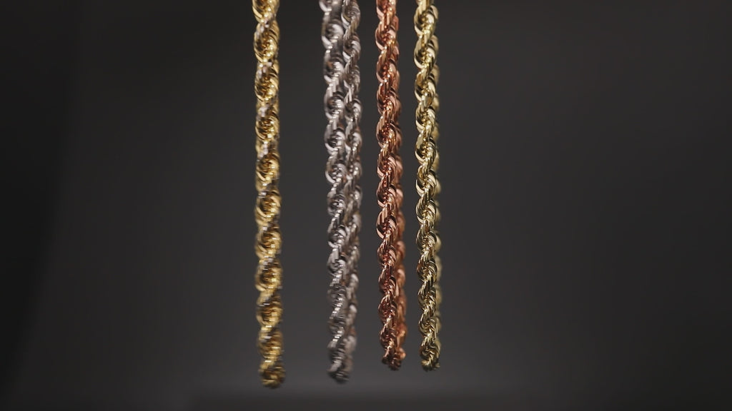10k Yellow Gold Solid Diamond Cut Rope Chain
