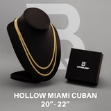 10k Yellow Gold Hollow Miami Cuban Chain Bundle 20" + 22" 4.5mm