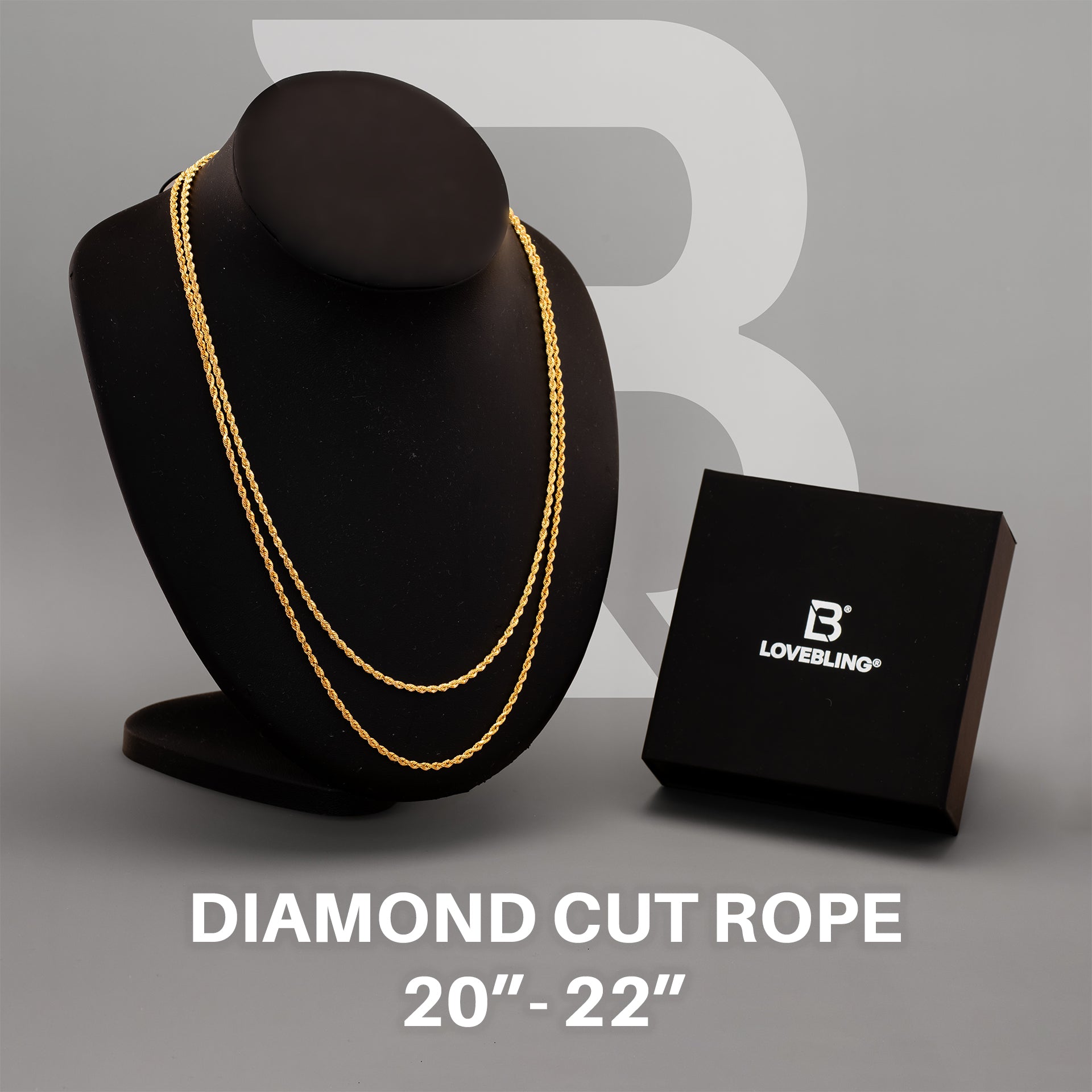 10k Yellow Gold Solid Diamond Cut Rope Chain Bundle 20" + 22" 2.5mm