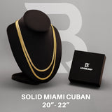 14k Yellow Gold Solid Miami Cuban Bundle 20" + 22" 5mm