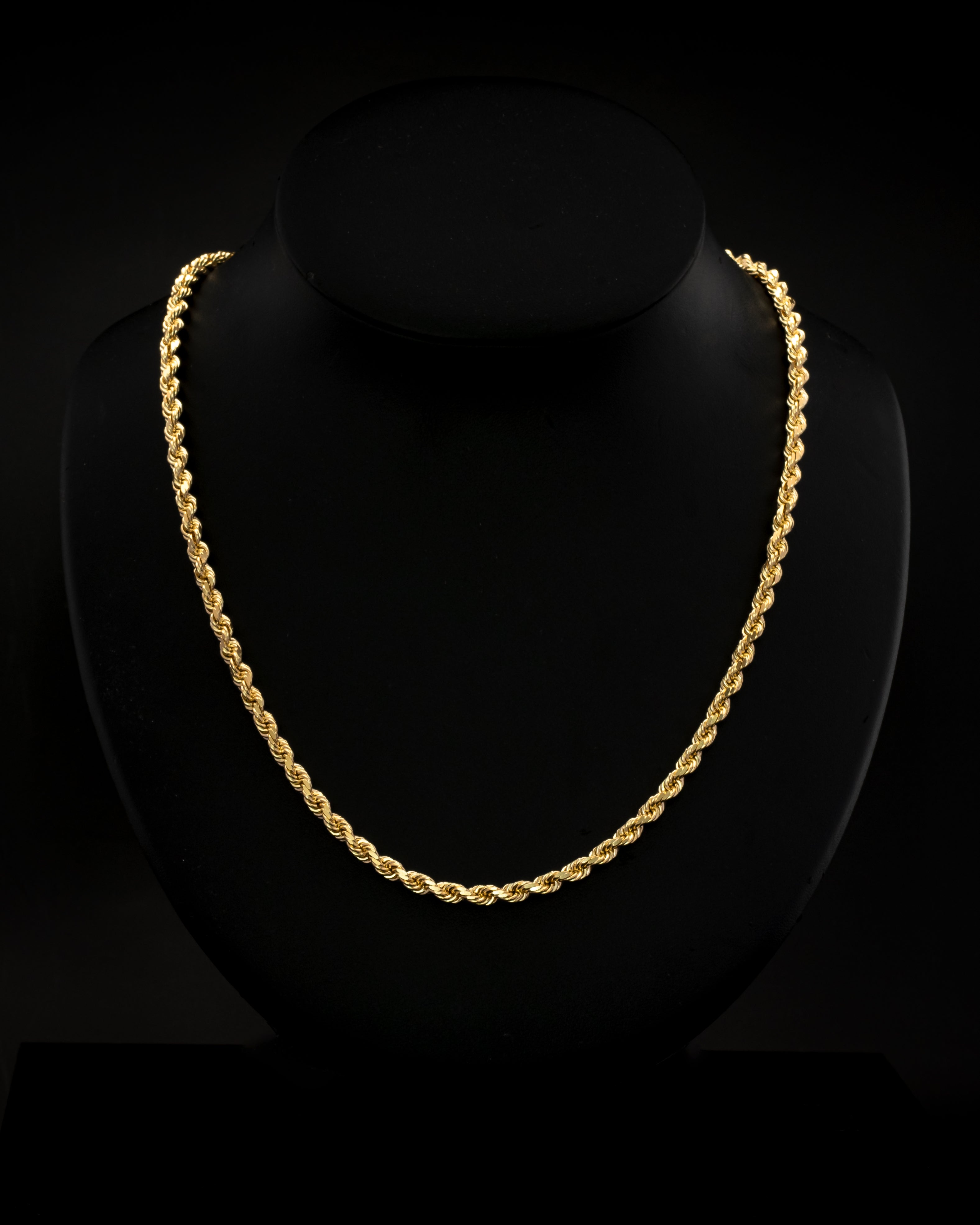 10k Yellow Gold Solid Diamond Cut Rope Chain