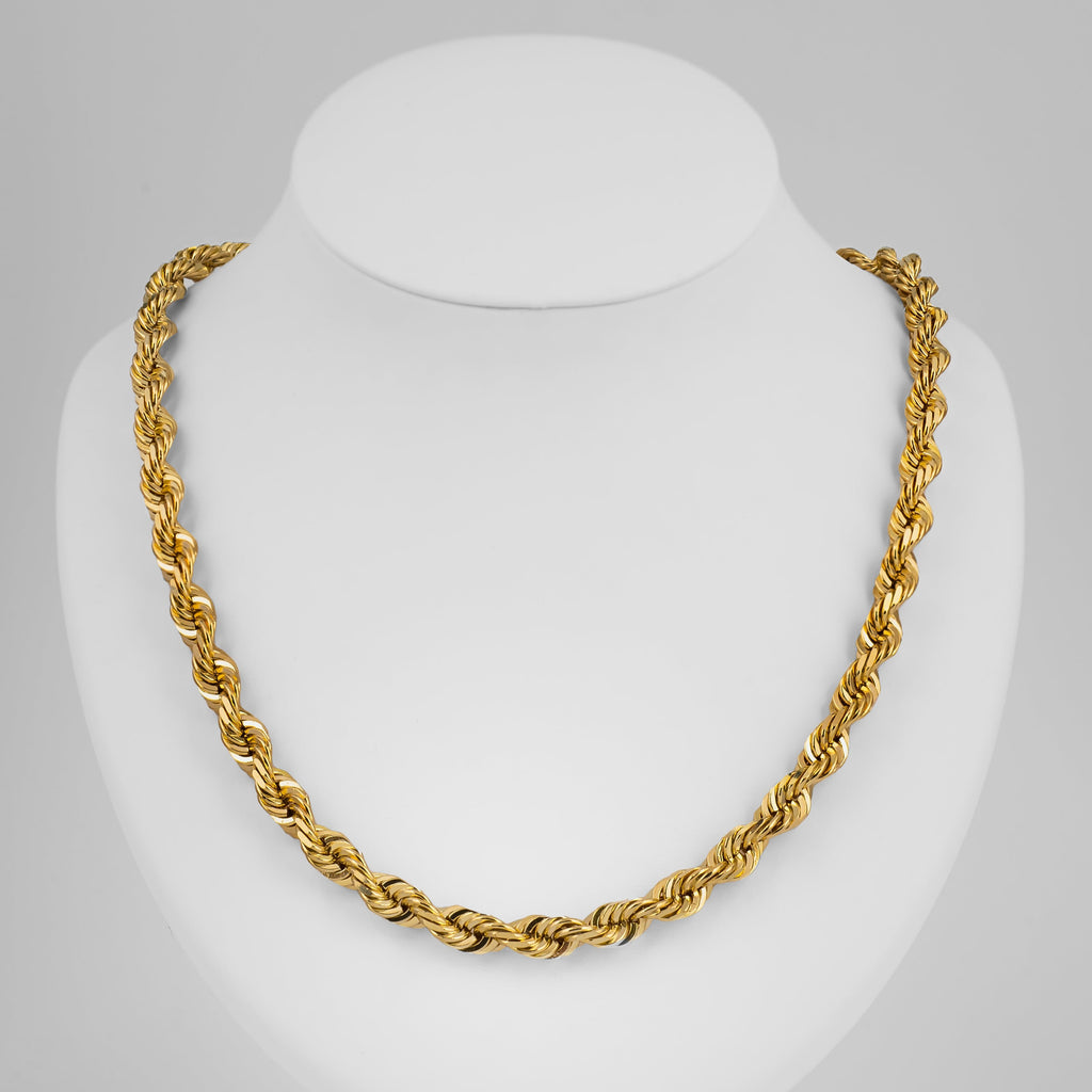 Gold Cutter Rope 10k Yellow Gold Solid Diamond Cut Rope Chain | LoveBling