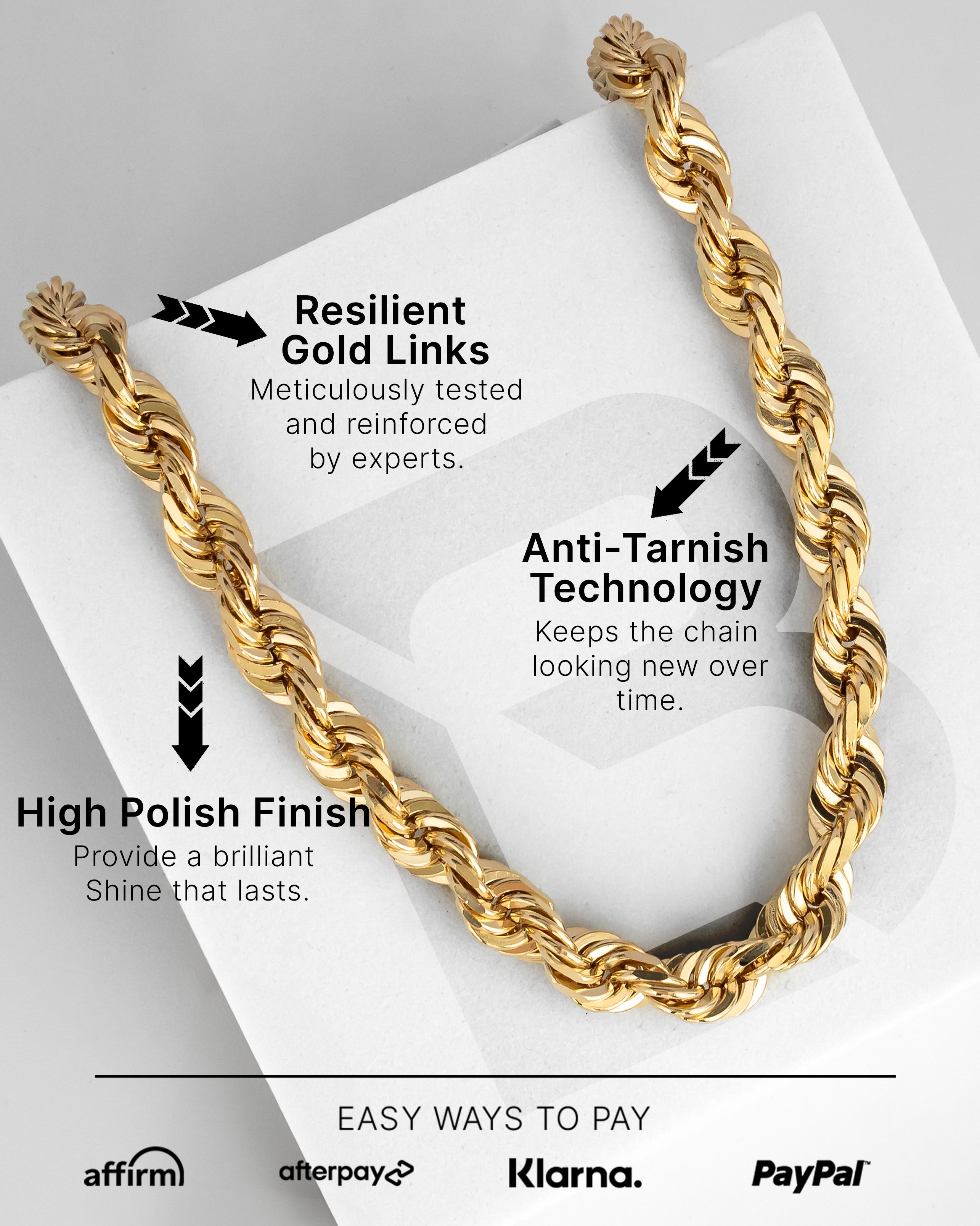 14k Rose Gold Solid Diamond Cut Rope Chain