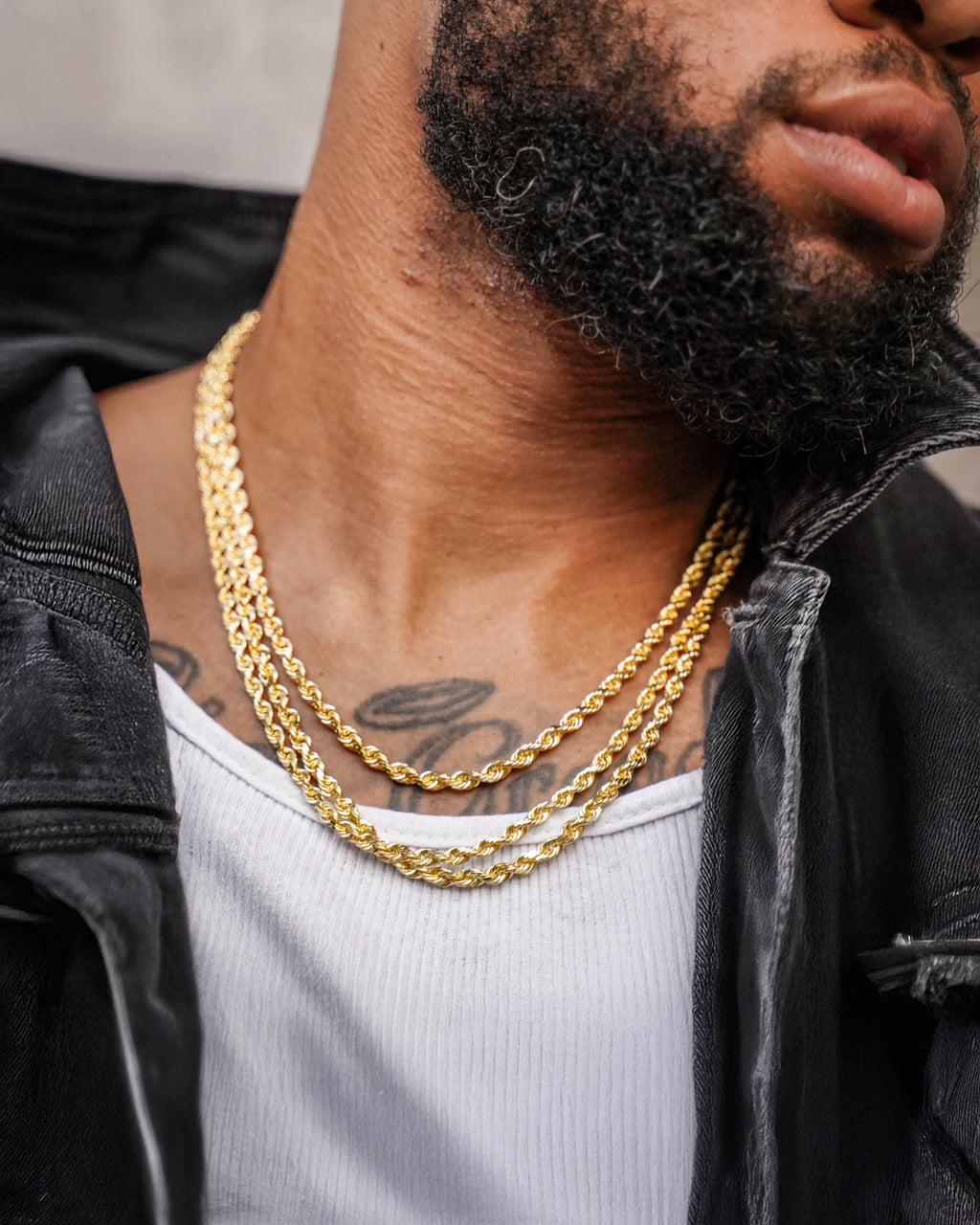 10k Yellow Gold Hollow Diamond Cut Rope Chain