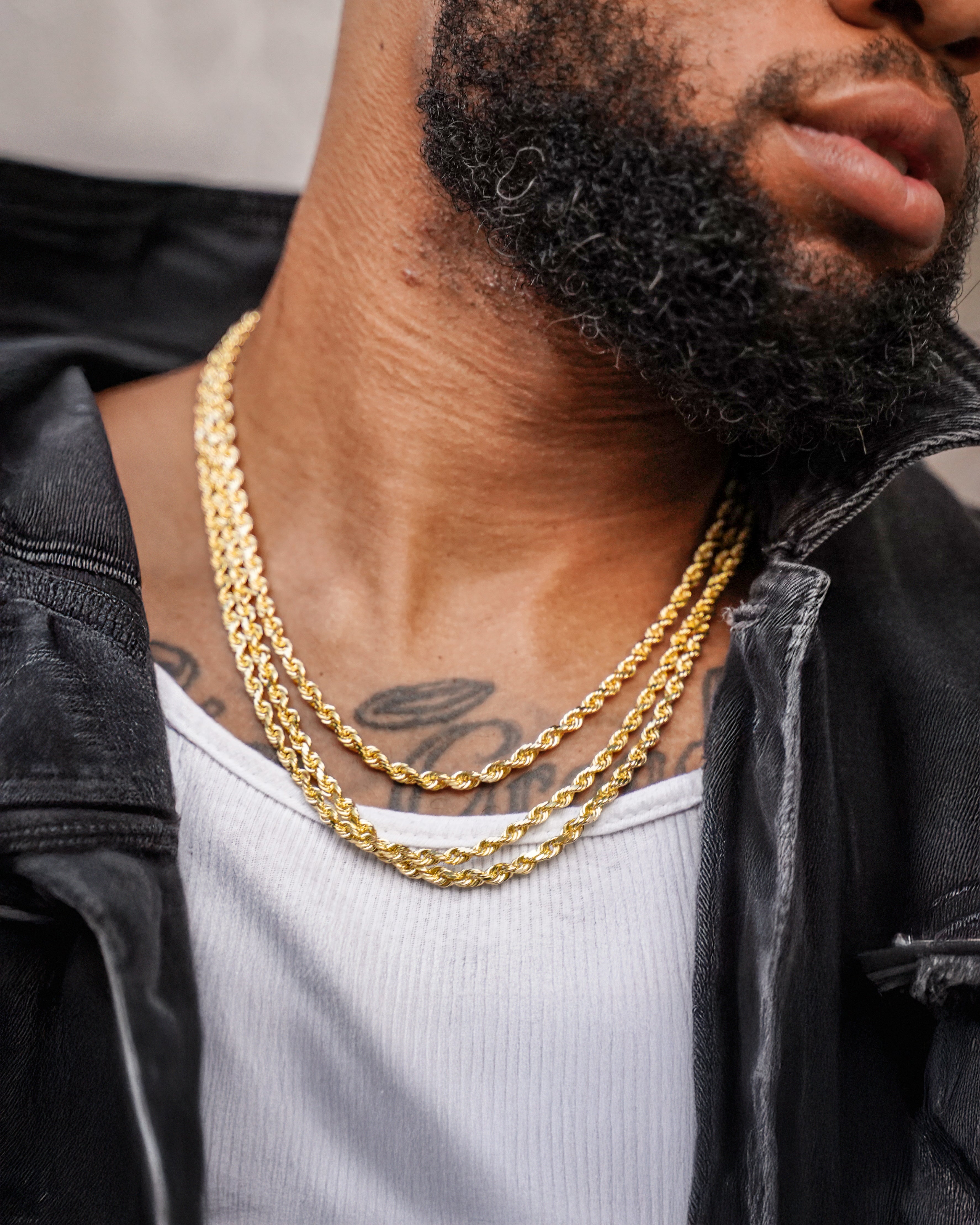 10k Yellow Gold Hollow Diamond Cut Rope Chain