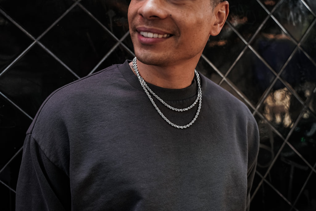 14k White Gold Solid Diamond Cut Rope Chain