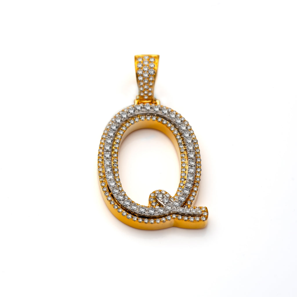 14k Diamond Block Letter Initial Pendant